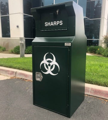 ADA Compliant 38 Gallon Outdoor Sharps Disposal Bin - CE138ADA S - Safe Needle Disposal Container for Hospitals, Clinics & Public Spaces