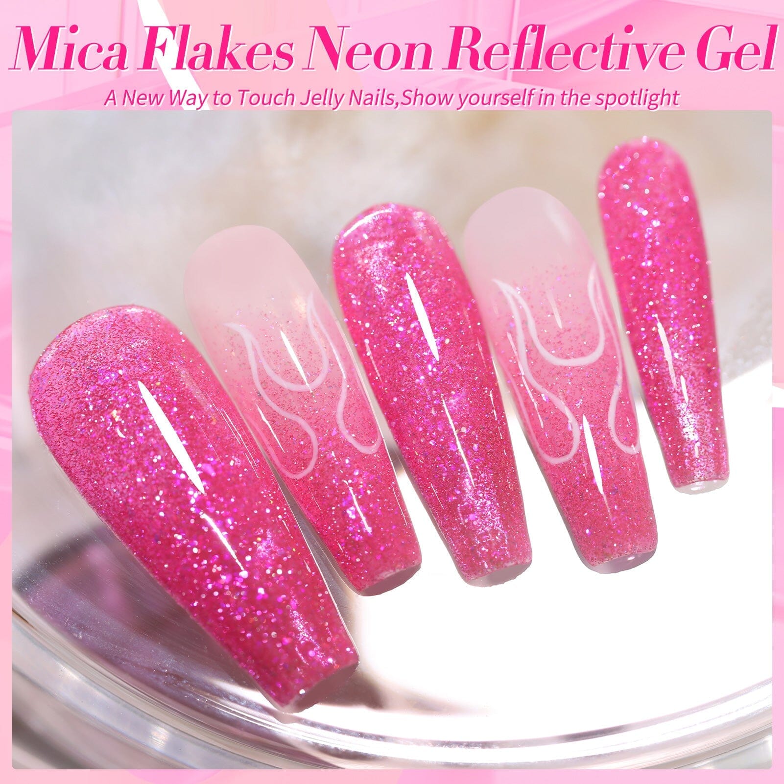 Reflective Gel Nail Polish Set with Mica Flakes - Neon #01 (7ml) for Stunning Nail Art & UV/LED Manicures - Perfect for Parties, Holidays & Special Occasions