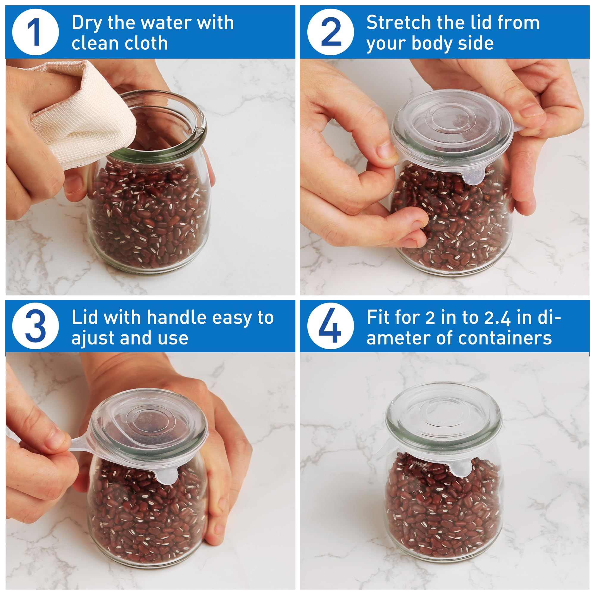 Extra Small Silicone Stretch Lids (2 Inch) - Reusable Food-Grade Silicone Jar Covers for 2-2.4 Inch Containers - Perfect for Yogurt Jars, Milk Bottles & Cans - 8 Pack - Ideal for Meal Prep, Baby Food Storage & Kitchen Organization