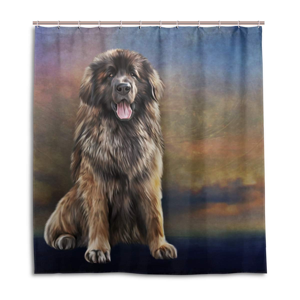 ALAZA Leonberger Dog Shower Curtain 66 x 72 Inch - Waterproof Polyester Bathroom Decor with Hooks - Perfect for Pet Lover's Bathroom, Dog Theme Home Decor