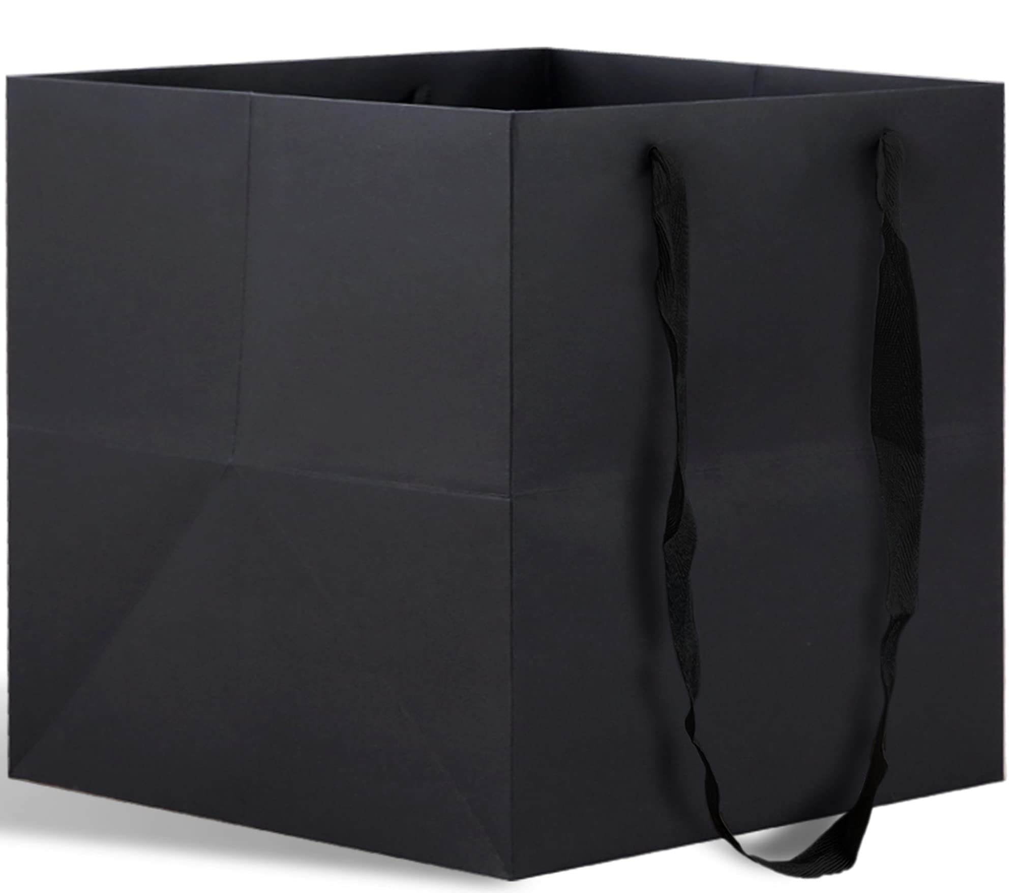 HUAPRINT 12 Pack Large Black Paper Gift Bags with Handles - 12x12x12 Inch Square Wedding, Birthday, Party Favor Bags for Shopping, Merchandise, Candy, Cookies & Take Out - Perfect for Retail, Craft & Goodie Bags