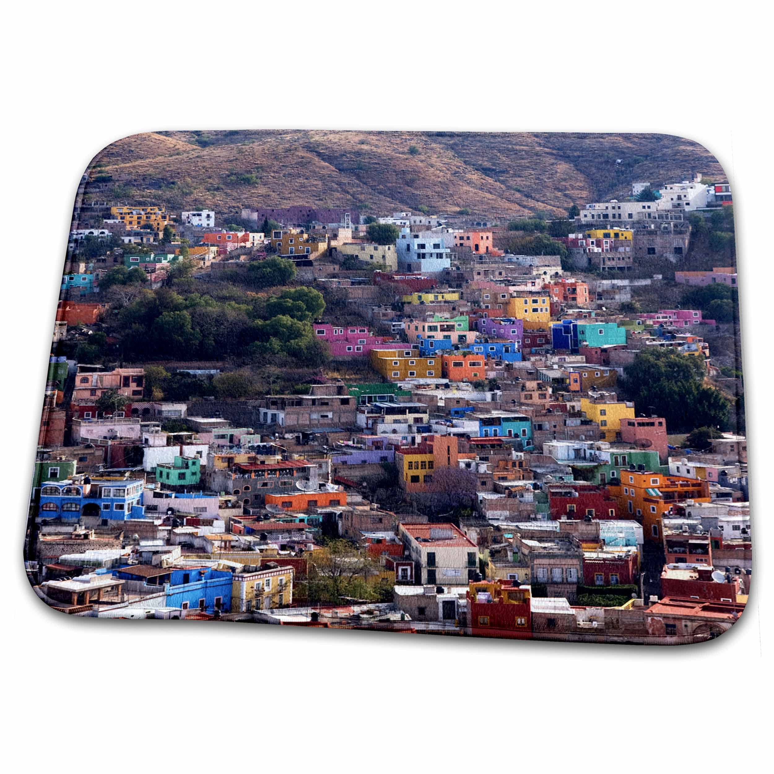 3D Rose Mexico Guanajuato Colorful Houses Landscape Dish Drying Mat - Absorbent Kitchen Towel for Dishes, Utensils & Counter Protection - Perfect for Home, RV & Outdoor Use (ddm-258538-1)