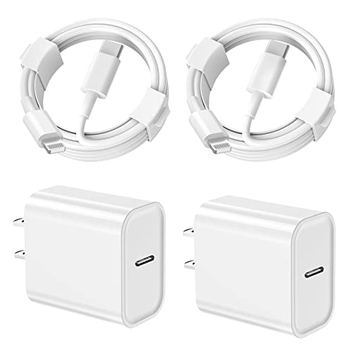 MFi Certified 20W USB C Fast Charger Block Adapter with Charging Cable - 2 Pack for iPhone 14/13/12/11/X/XR/XS Max & iPad - Fast Charging, Portable Power for Home, Office & Travel