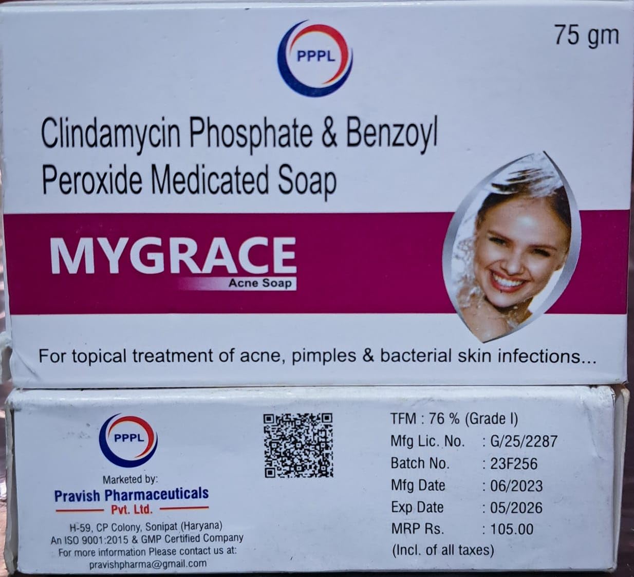 PPPL MYGRACE Anti-Acne Soap for Face, Back & Body - 75GM Acne Treatment Soap with Calming & Replenishing Formula | Helps Clear Breakouts, Reduce Inflammation & Balance Skin | Perfect for Teen & Adult Acne, Sensitive Skin Care & Daily Cleansing Routine