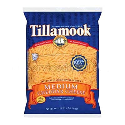 Tillamook Medium Cheddar Cheese Shredded - 5 lb (4 Pack) | Perfect for Tacos, Nachos, Baked Potatoes & Casseroles