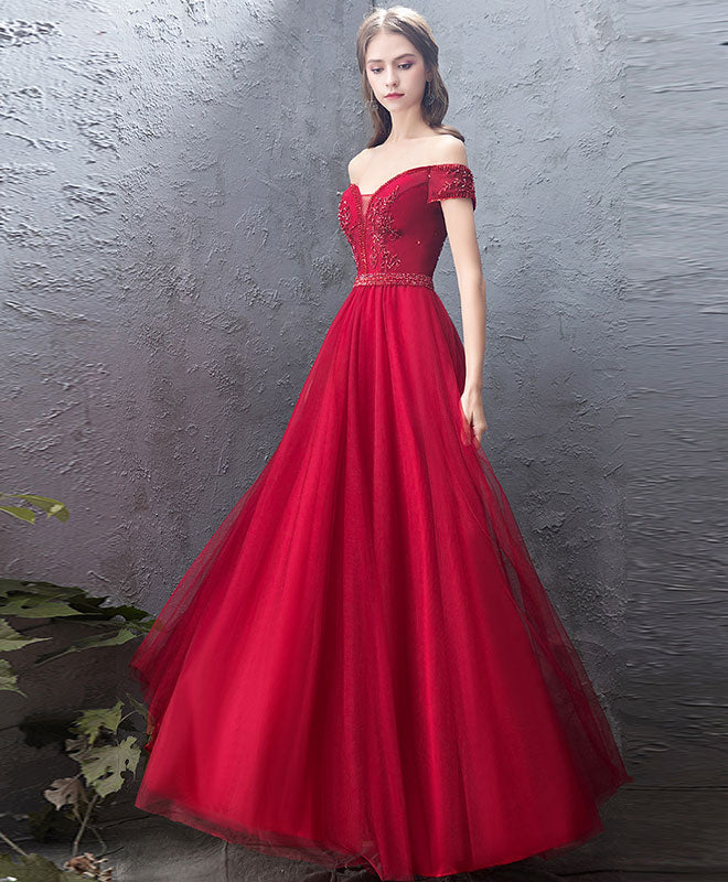 Elegant Burgundy Sweetheart Off-Shoulder Long Prom Dress for Women | Formal Evening Gown for Homecoming, Wedding, and Special Occasions