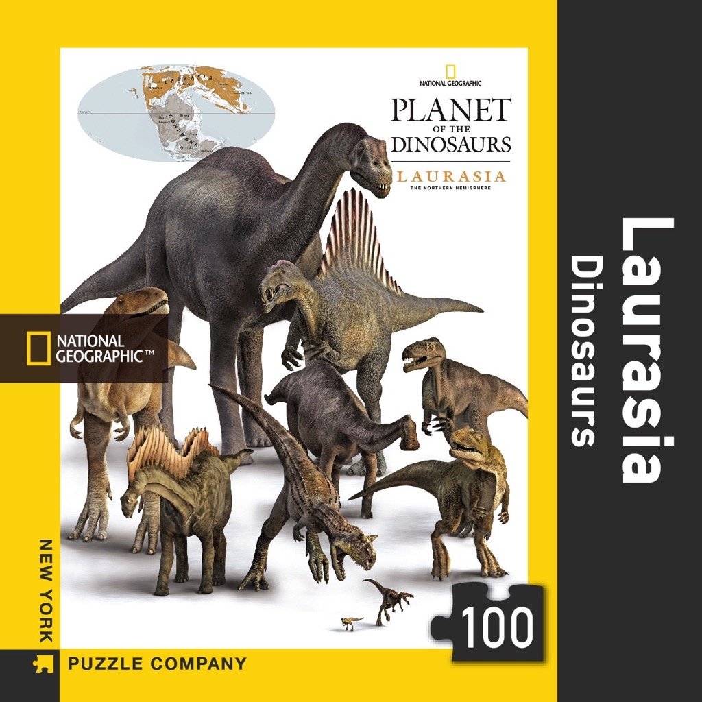 New York Puzzle Company - National Geographic Laurasia Dinosaurs 100-Piece Mini Jigsaw Puzzle - Educational Dinosaur Puzzle for Kids & Adults - Perfect for Family Game Night & STEM Learning Activities