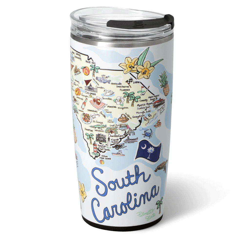 Premium 22oz South Carolina Tumbler - Insulated Stainless Steel Travel Mug with Lid & Straw - Perfect for Coffee, Tea & Cold Drinks at Home, Office or Outdoor Adventures