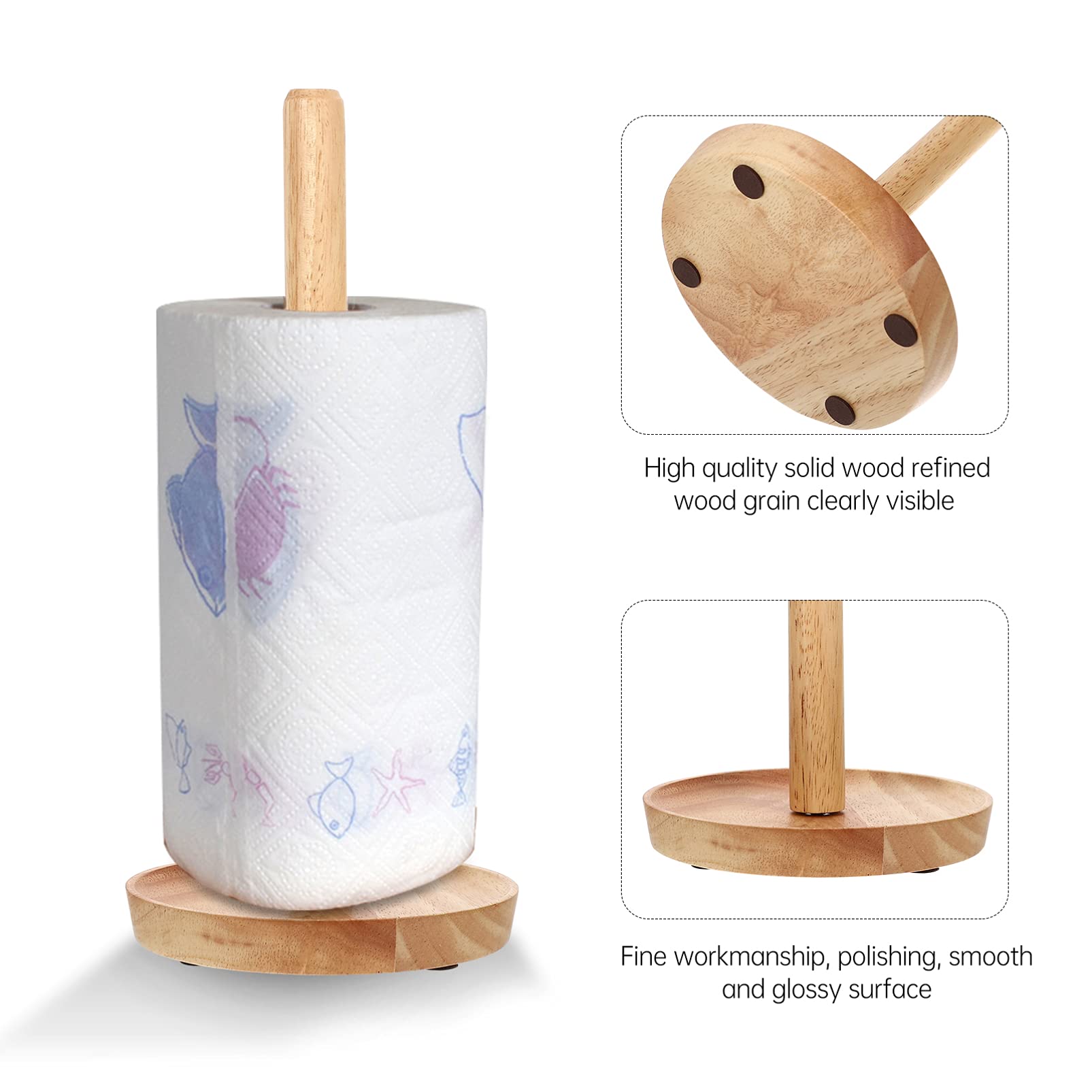 Cabilock Solid Wood Toilet Paper Roll Holder - 1pc Bathroom Tissue Storage Organizer for Home, Office & RV Use
