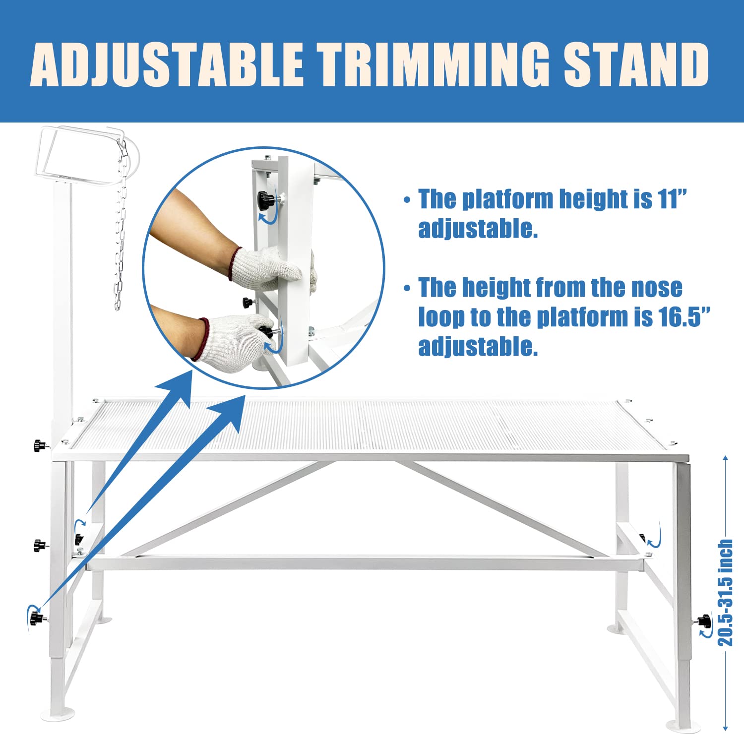 Adjustable Metal Goat Milking Stand for Sheep & Livestock - Heavy Duty Trimming & Shearing Stand with Height Adjustable Headpiece - Perfect for Dairy Goats, Sheep Grooming & Farm Use (White)