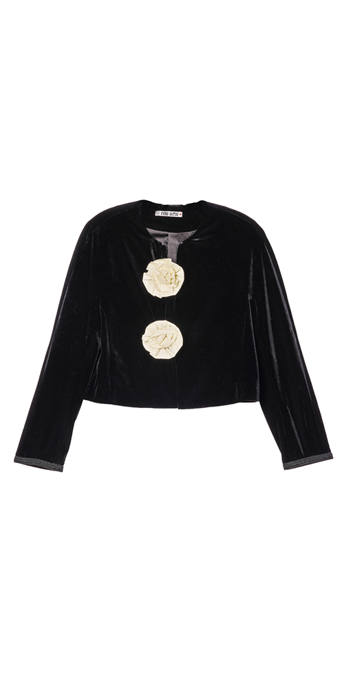 Javiera Women's Velvet Rosette Jacket - Elegant Blazer for Weddings, Parties & Special Occasions | Plus Size Options Available