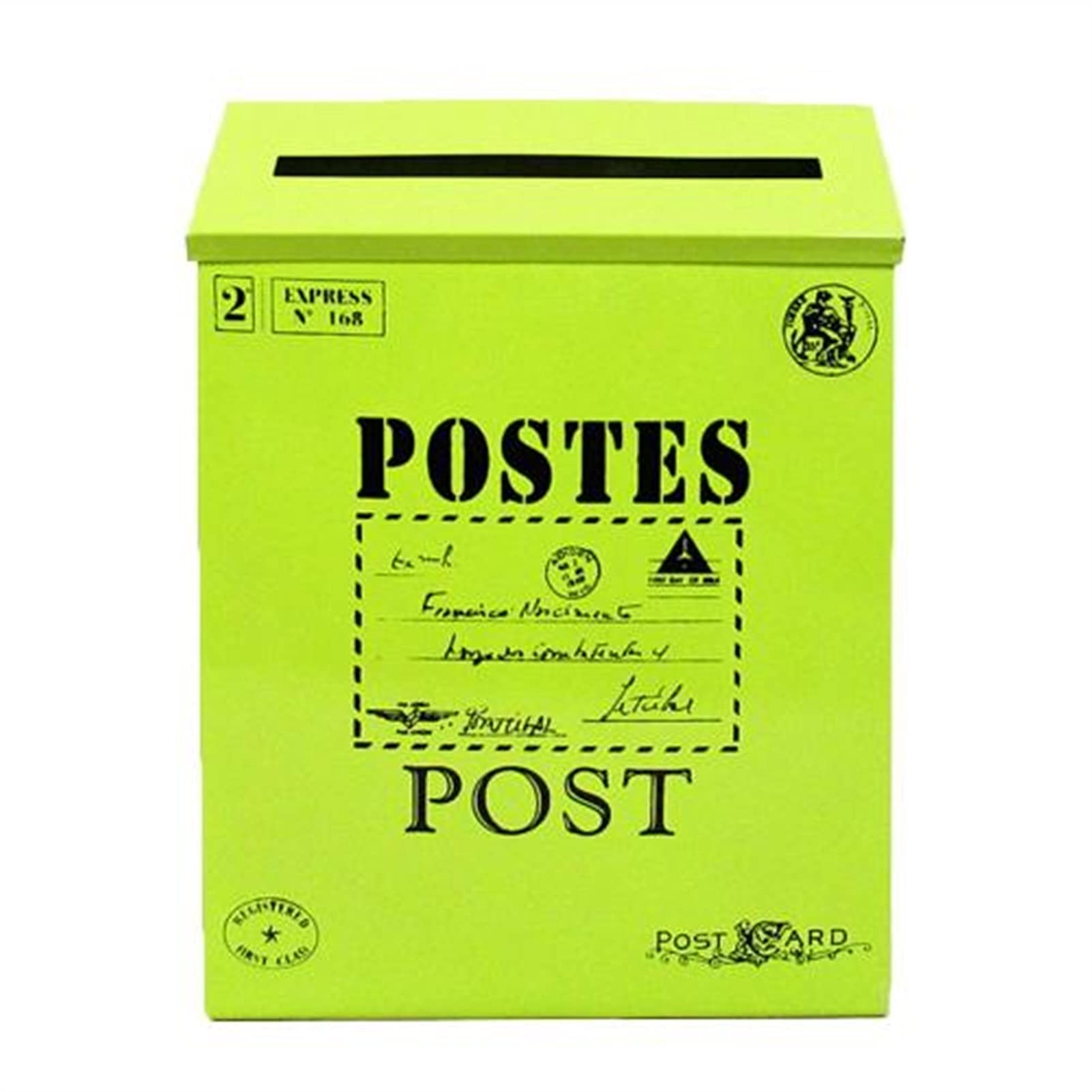 Vintage Wall Mounted Iron Mailbox - Rustic Postal Letter & Newspaper Holder for Home, Garden, or Office Decor (Cyan Green) - Perfect for Farmhouse, Cottage, or Vintage Style Interiors