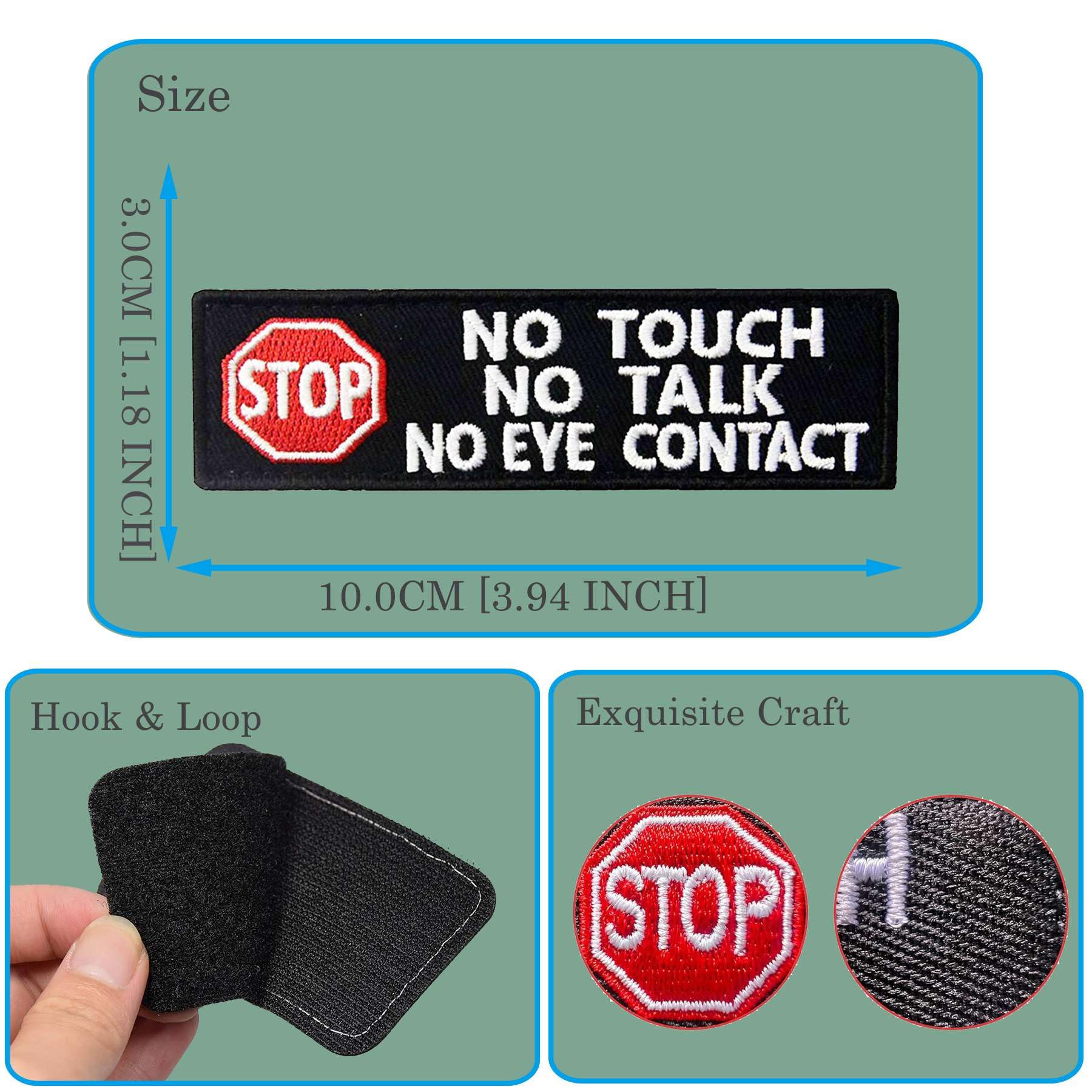 Service Dog Tactical Patch - No Touch No Talk No Eye Contact Embroidered Emblem for Dog Vests & Harnesses | Hook & Loop Fastener | Perfect for Training, Public Outings & Service Animal Identification