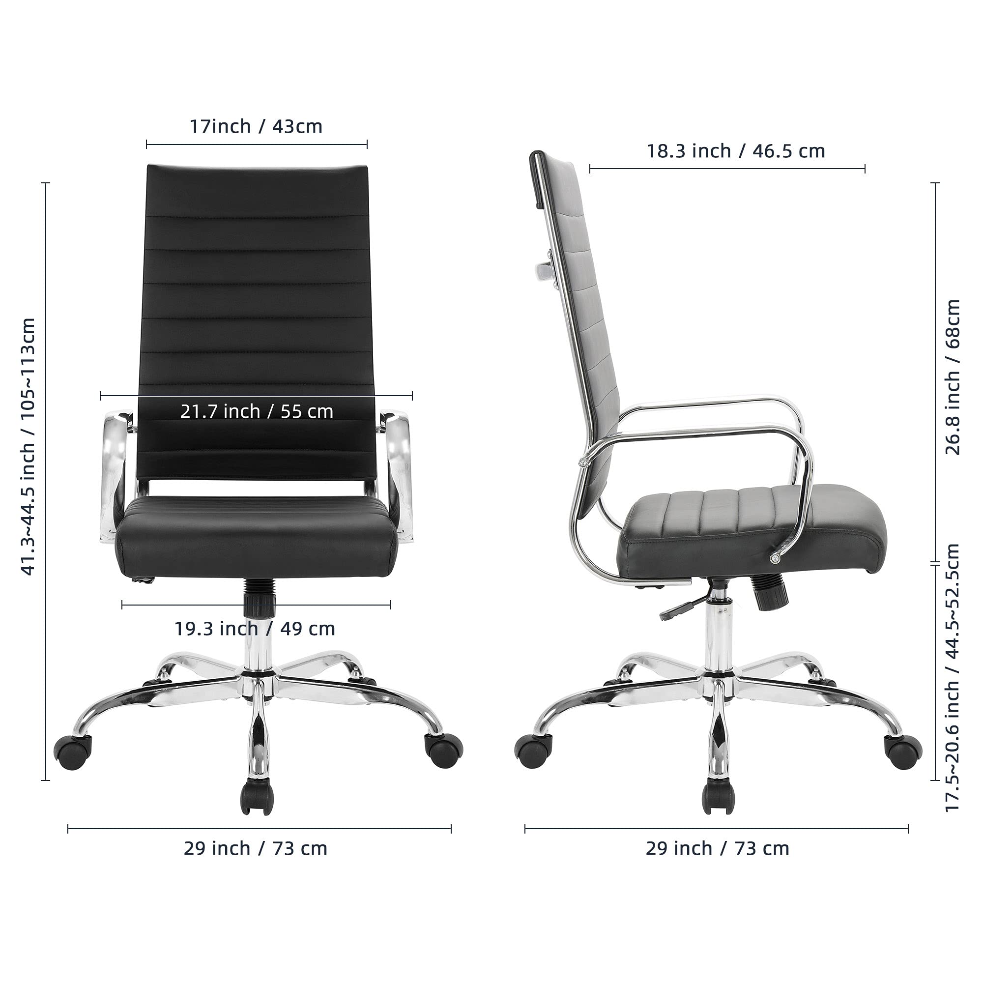 Ergonomic Modern Office Chair - Adjustable Leather Desk Chair with 360° Swivel & Lumbar Support - Perfect for Home Office, Gaming, and Executive Workspaces