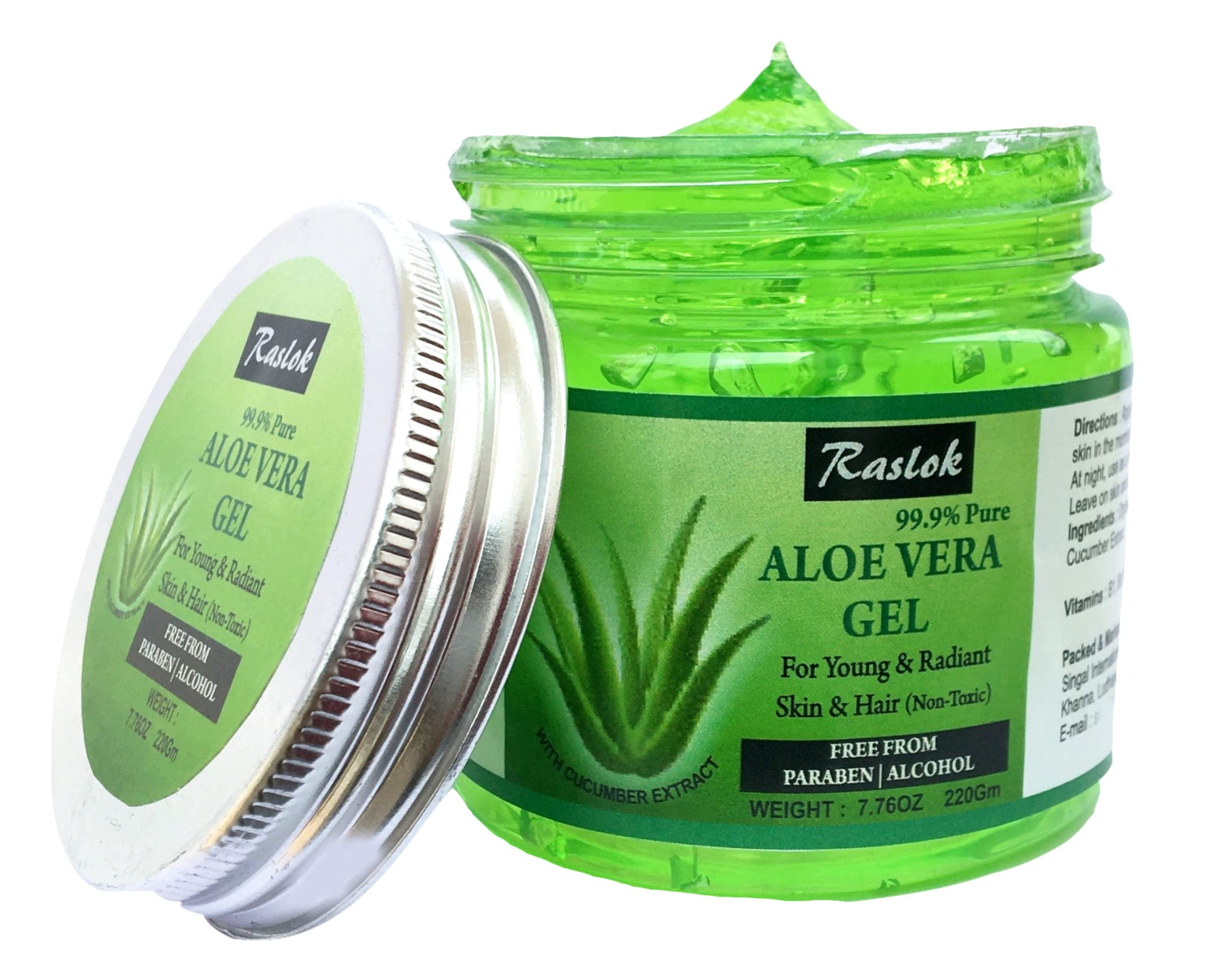 Pure Organic Aloe Vera Gel for Face & Hair - Natural Moisturizer with Cucumber Extract (7.76 OZ) | Hydrating Skin Care, Sunburn Relief & Hair Conditioning