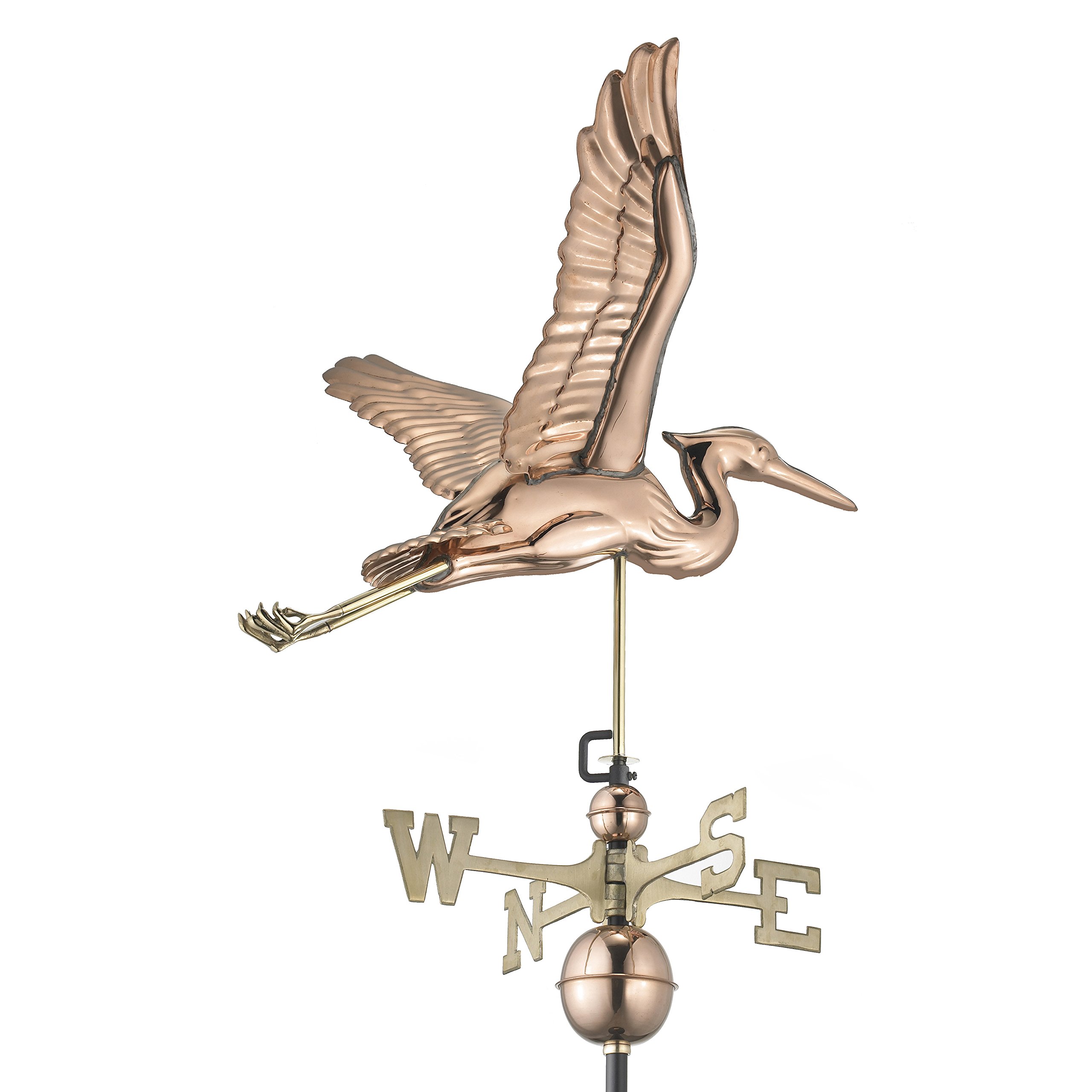 Handcrafted Blue Heron Weathervane in Pure Copper - Elegant Garden & Roof Decor for Outdoor & Farmhouse Style