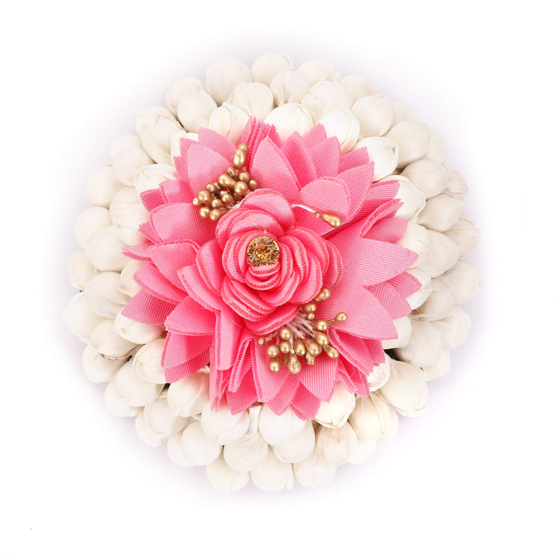 NAVMAV Fashion Artificial Rose Flower Juda for Bridal Hair Bun | Fabric Flower Gajra Hair Accessories for Women & Girls (Pink) | Perfect for Weddings, Parties & Special Occasions