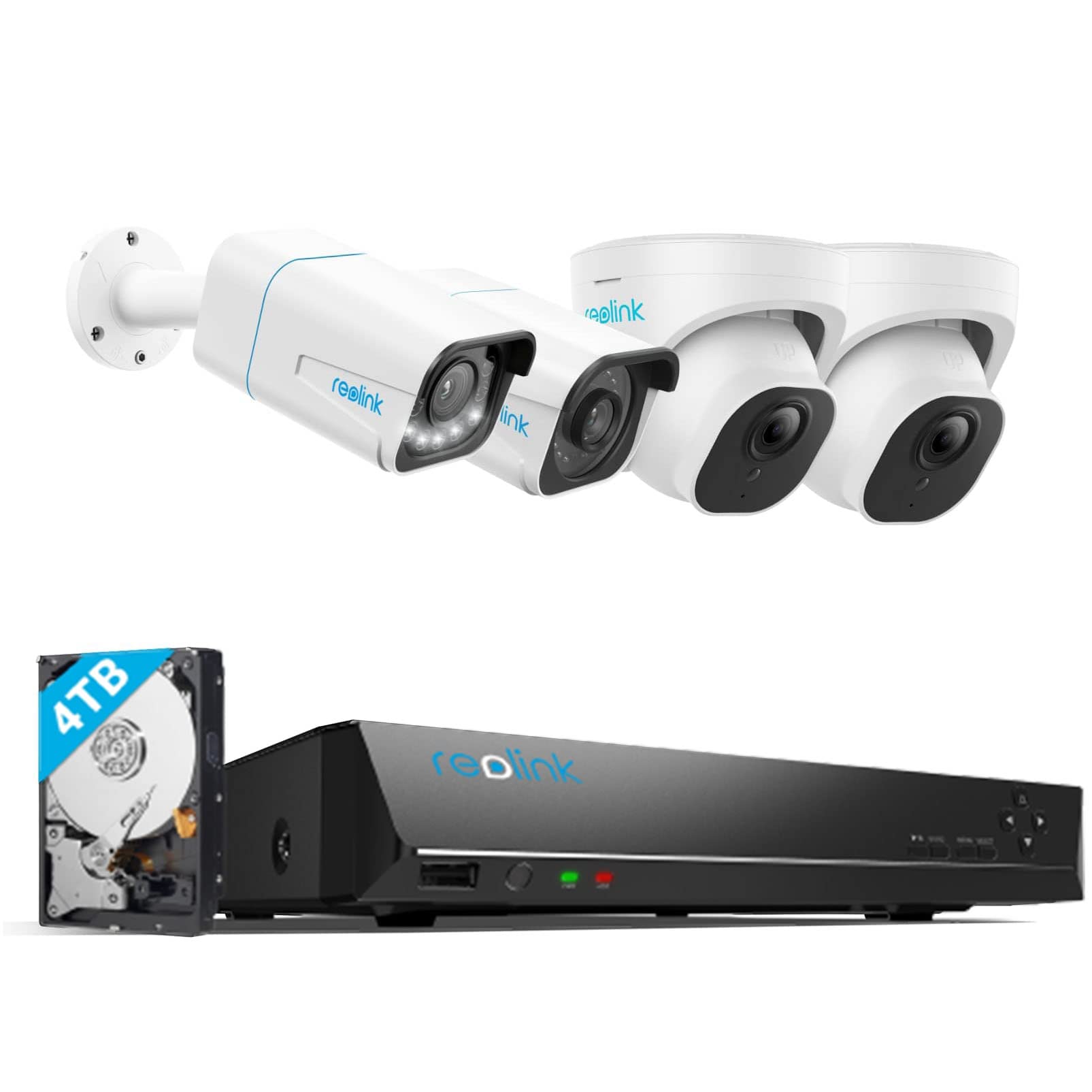 Reolink RLN16-410 16 Channel 4K PoE NVR Security System with 4TB HDD - Bundle Includes 4K RLC-810A, RLC-820A, RLC-811A (Motion Spotlight), RLC-822A (3X Optical Zoom) Cameras - Ideal for Home & Business Surveillance