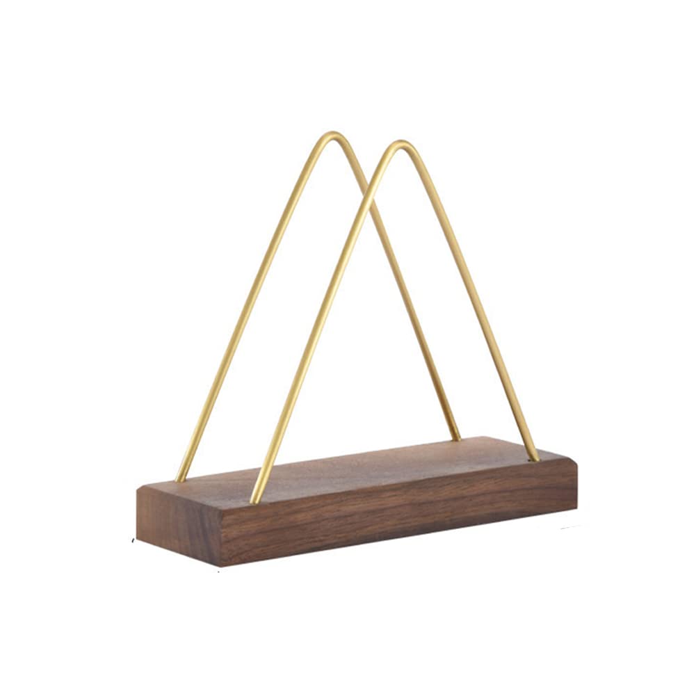 Premium Black Walnut Wood Paper Towel Holder with Golden Triangle Accent - Elegant Vertical Napkin Stand for Coffee Shops, Restaurants & Home Decor (7×2.3×5.7 Inches) - Perfect for Kitchen Countertops, Dining Tables and Hospitality Settings
