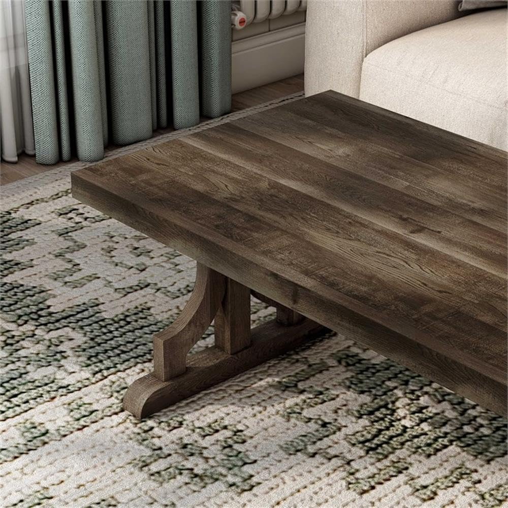 Reclaimed Oak Farmhouse Coffee Table - Solid Birch Wood Rustic Living Room Furniture for Home Decor & Cozy Gatherings