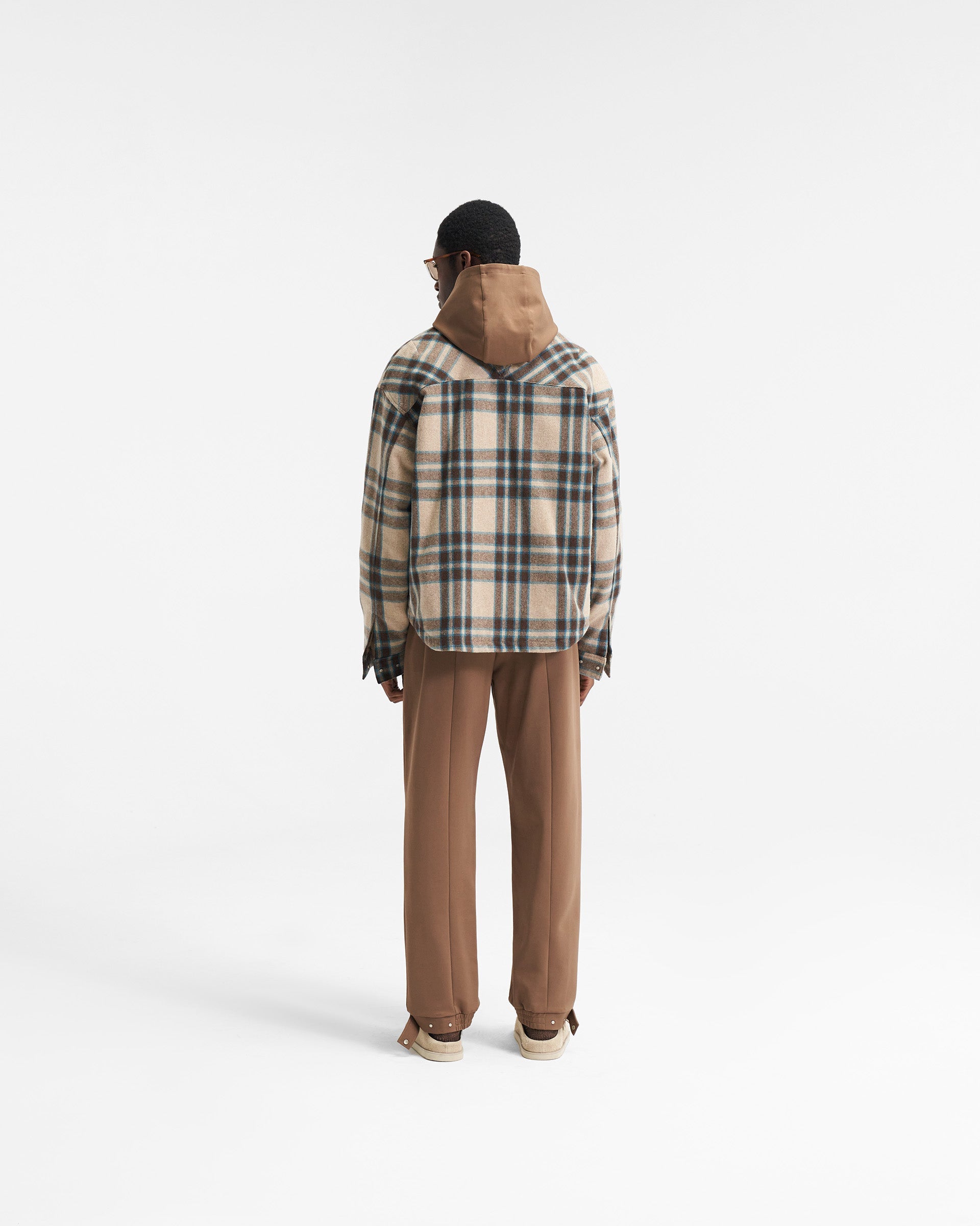 Men's Heavyweight Zip-Up Overshirt - Brown Check Plaid Flannel Shirt Jacket for Outdoor Work & Casual Wear