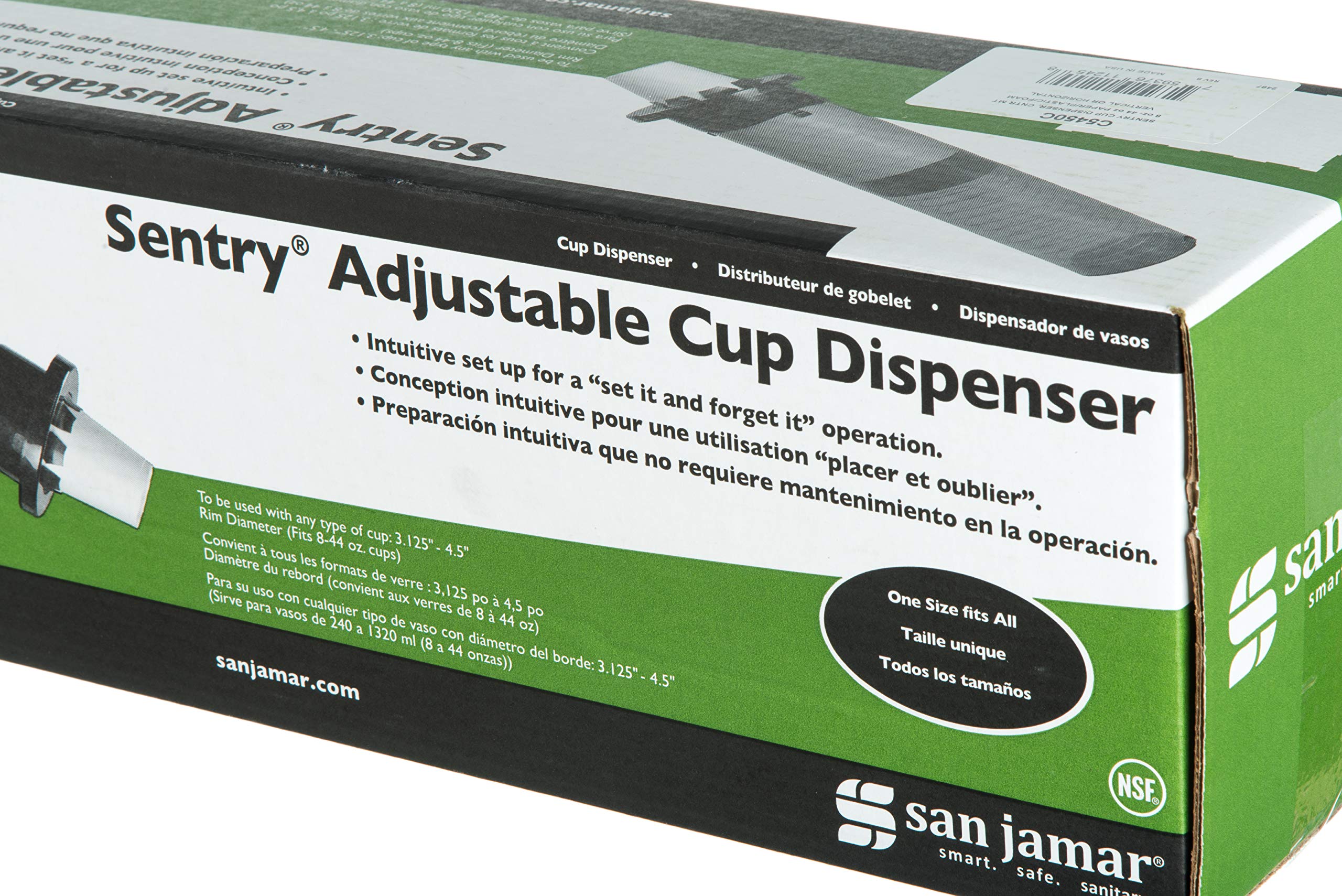 San Jamar Sentry In-Counter Cup Dispenser - Adjustable 8-44 Oz Plastic Cup Holder for Restaurants, Cafes & Fast Food - 23.5