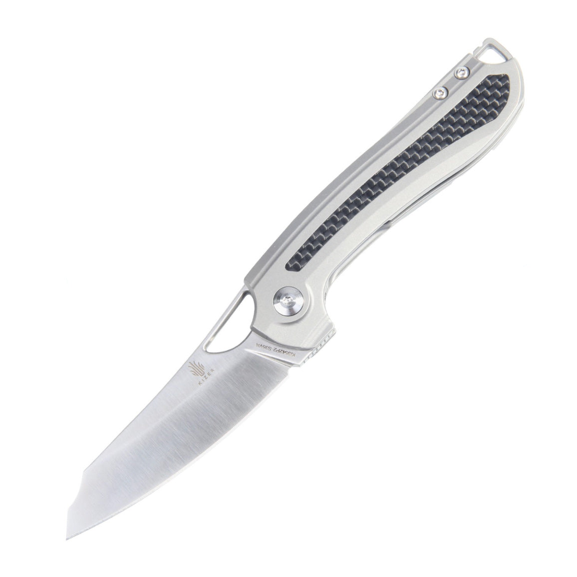 Kizer Ki3542 Kobold Folding Pocket Knife - Carbon Fiber & Titanium Frame Lock - EDC, Outdoor, Camping, Survival Gear