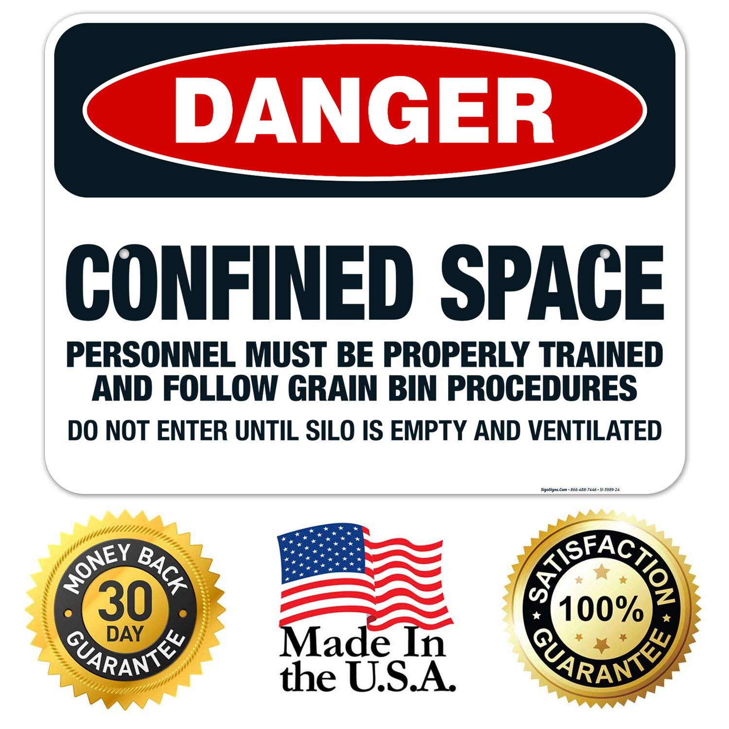 Danger Confined Space Personnel Must Be Properly Trained Sign - OSHA Compliant 18x24 Inch Rust-Free Aluminum Safety Sign - Fade Resistant for Indoor & Outdoor Use - Made in USA - Perfect for Construction Sites, Warehouses & Industrial Facilities