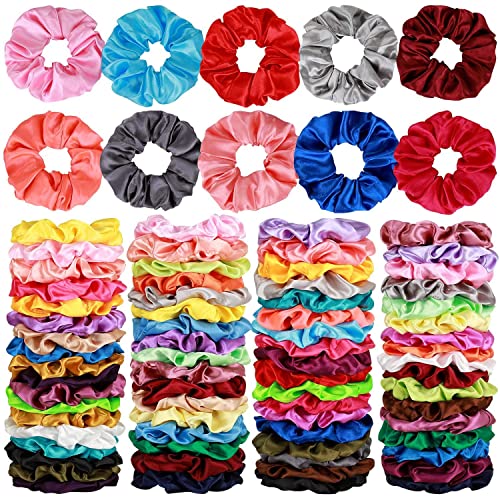 12 Pcs Silk Satin Hair Scrunchies - Soft Ponytail Holders & Hair Ties for Women (Solid Colors) | Gentle Hair Accessories for Work, Gym, Sleep & Everyday Use