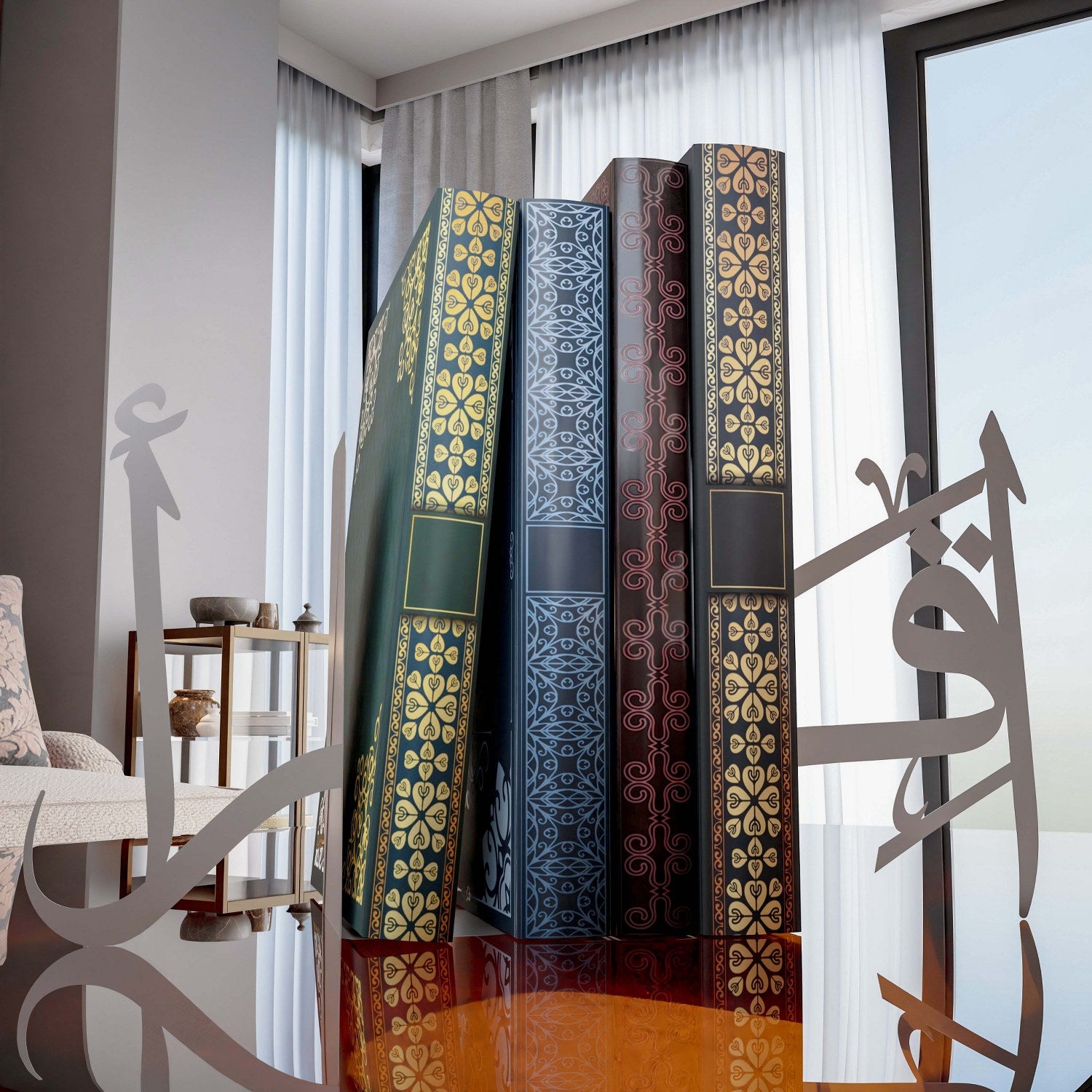 Islamic Bookends for Quran - Elegant Home Decor for Bookshelves, Office & Study Room - Perfect for Muslim Prayer Spaces & Gift Giving