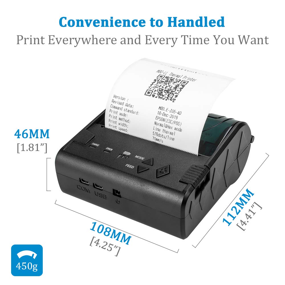 NETUM Wireless Bluetooth Thermal Receipt Printer - 80mm Portable POS Printer for Android, Restaurant & Retail Use | USB & Bluetooth Connectivity | Perfect for Mobile Sales, Food Trucks & Small Businesses