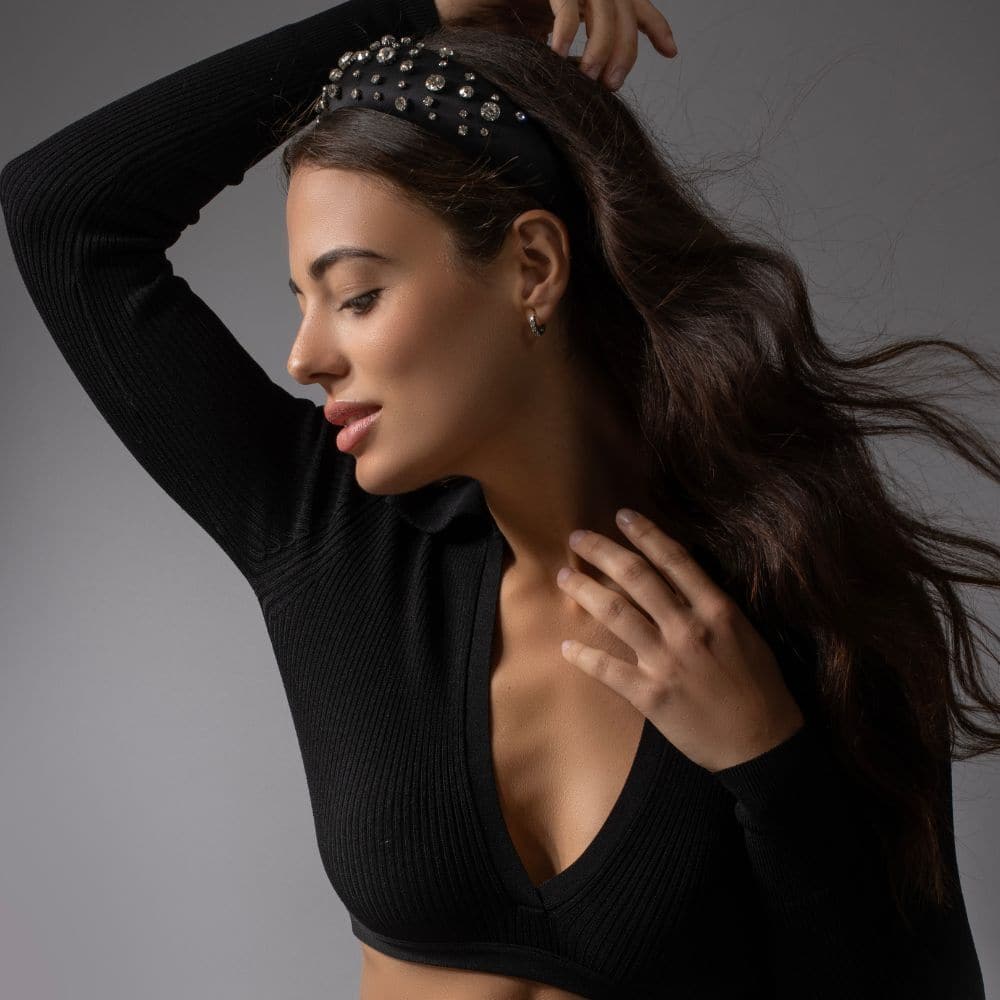 Handmade Crystal Padded Headband for Women - Comfortable Sparkling Hair Accessories for Weddings, Parties & Everyday Wear