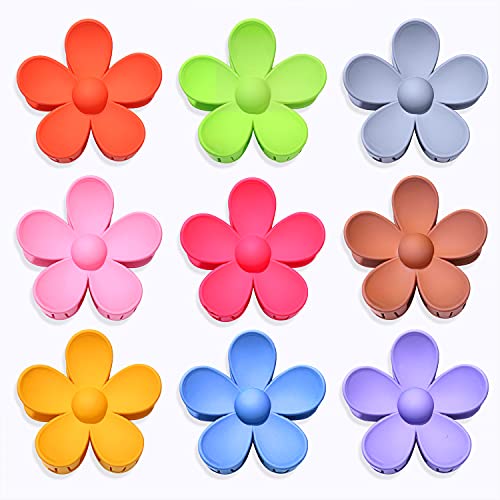 HZEYN Large Flower Hair Claw Clips for Women - Strong Hold Hair Clips for Thick Hair, Y2K Hair Accessories with 9 Light Colors - Perfect for Everyday Wear, Parties and Special Occasions