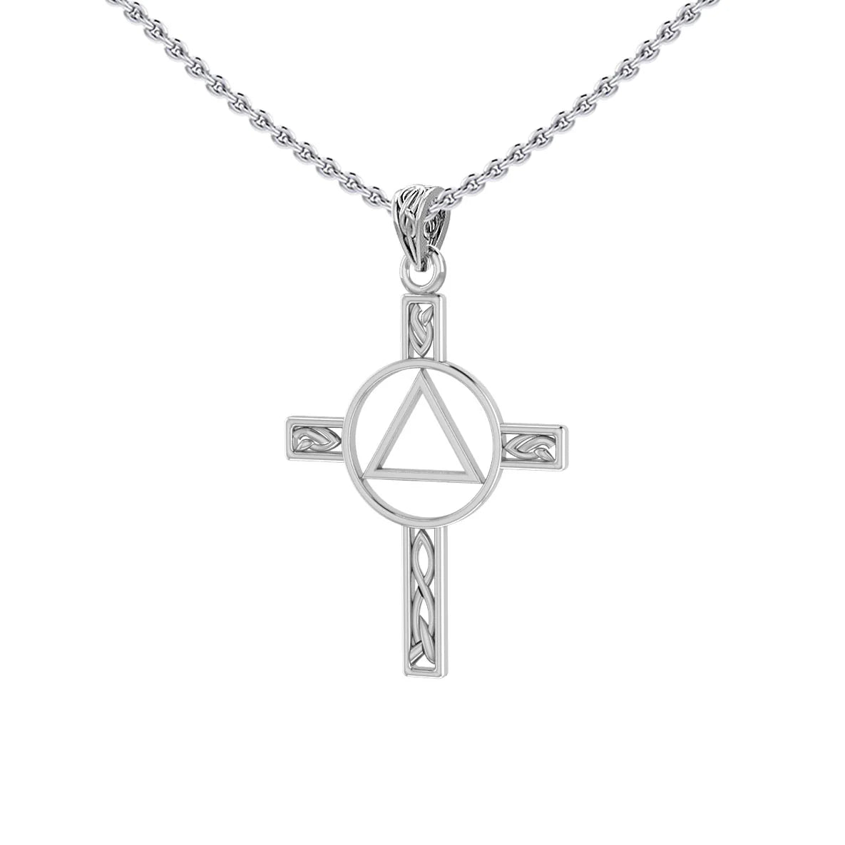 Celtic Knotwork Sterling Silver AA Recovery Pendant with Chain - Spiritual Jewelry for Sobriety & 12-Step Programs - Perfect for Gifts, Meetings and Daily Inspiration
