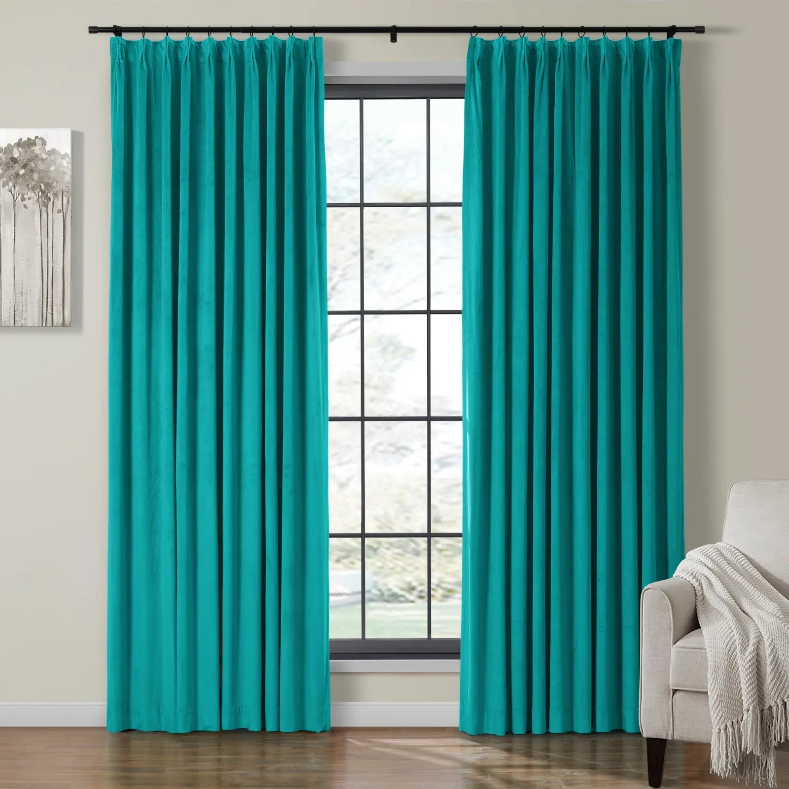 Birkin Velvet Curtain Pleated - Luxurious Blackout Drapes for Living Room & Bedroom - Elegant Window Treatment for Home Decor