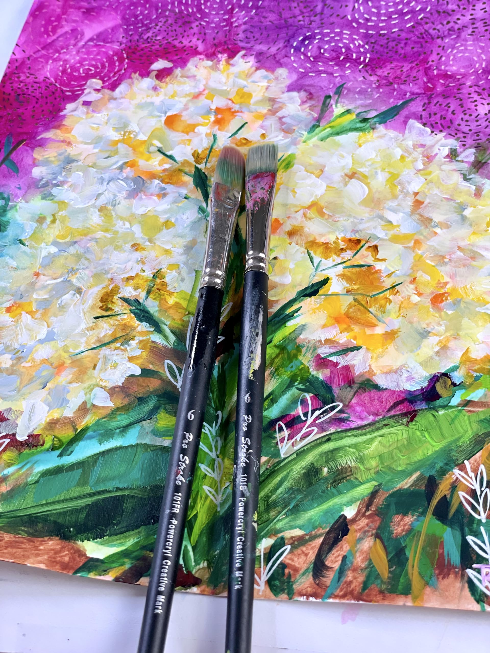 Creative Mark Powercryl Ultimate Acrylic Paint Brushes - Round #12 | Professional Artist Paint Brushes with 3 Synthetic Hair Diameters | Perfect for Heavy Acrylics & Water-Soluble Oils | Ideal for Canvas Painting, DIY Crafts & Fine Art Projects
