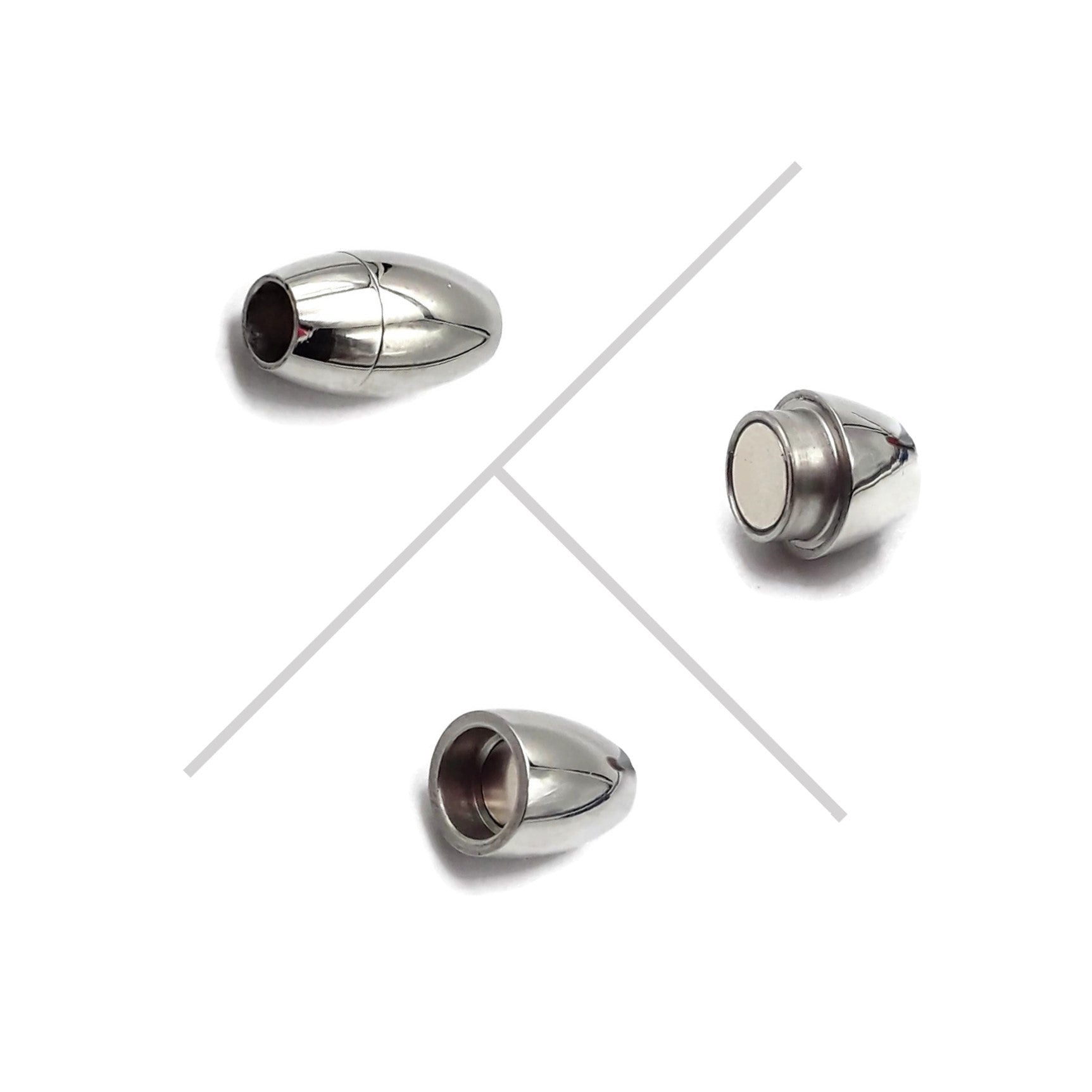 Premium 304 Stainless Steel Magnetic Clasp - Rice Shape 9x17mm (2-Piece Set) for Jewelry Making, DIY Crafts & Handmade Accessories - Perfect for Necklaces, Bracelets & Keychains