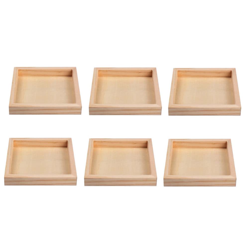 Wooden Serving Platter Set of 6 - Unfinished Wood Puzzle Sorting Trays & Organizer with 16-Piece Capacity - Portable Jigsaw Puzzle Accessories for Adults & Kids - Perfect for Crafting, Home Decor, and Puzzle Storage