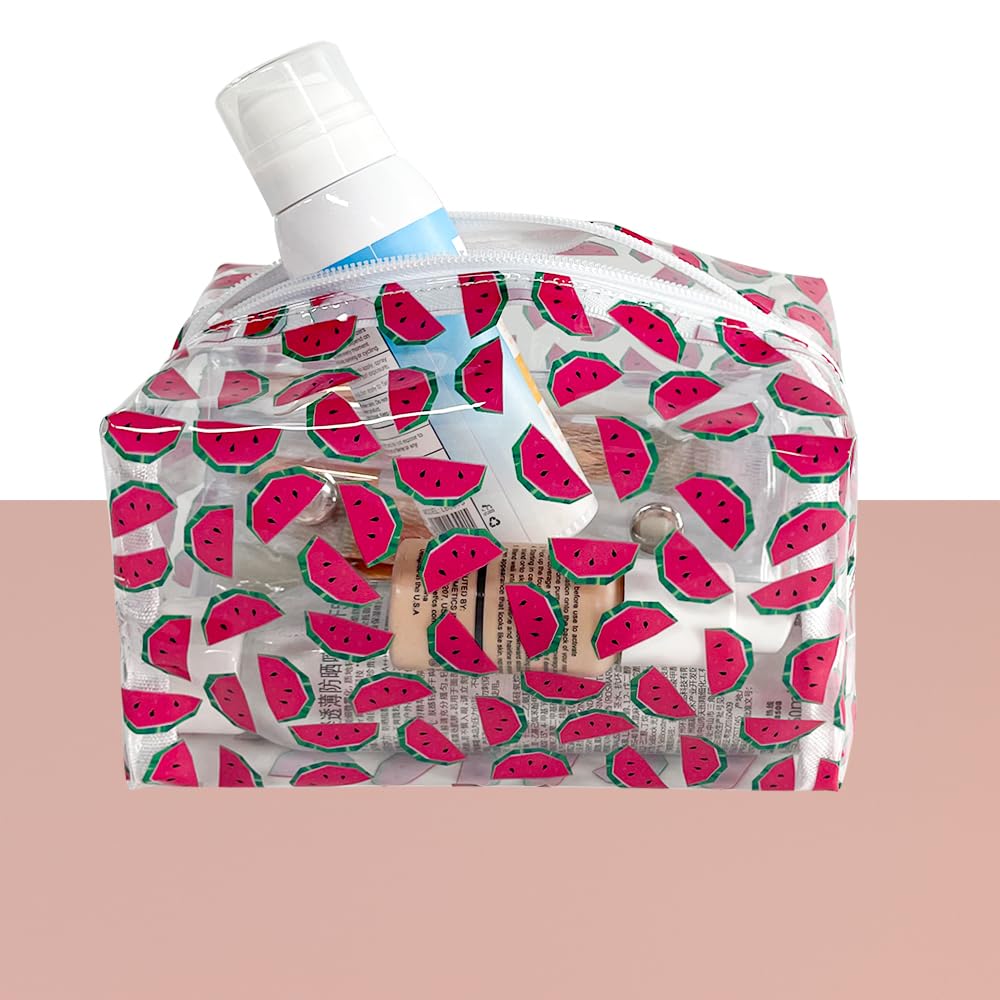 ONEART Cute Fruit Cosmetic Bag - Clear Makeup Toiletry Pouch with Zipper, Cartoon Portable Organizer Storage Holder for Travel, Gym, School (Set of 1) - Perfect for Makeup Brushes, Skincare Products & Travel Essentials