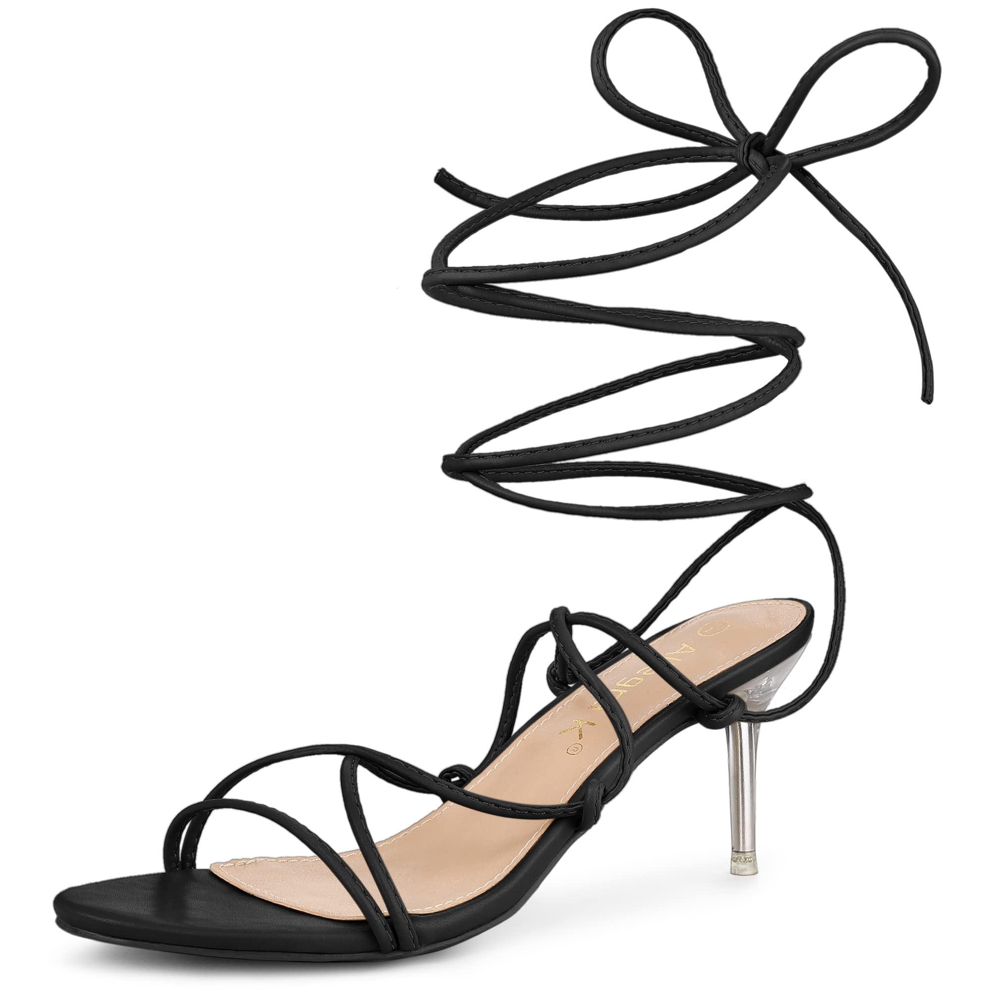 Allegra K Women's Strappy Stiletto Heel Sandals - Sexy Lace Up High Heels for Party, Wedding & Evening Wear - Comfortable Dress Shoes for Women