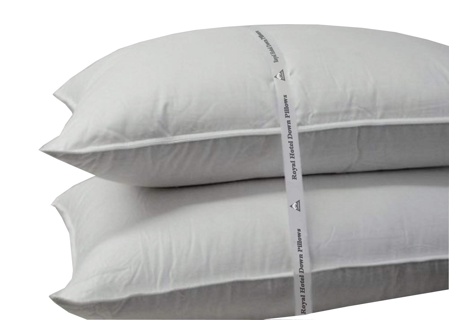 Premium Royal Hotel Bedding Soft Down Pillow Set of 2 - 500 Thread Count 100% Cotton Shell, King Size Hypoallergenic Down Alternative Pillows for Ultimate Comfort - Perfect for Luxury Hotels, Guest Rooms & Home Bedrooms