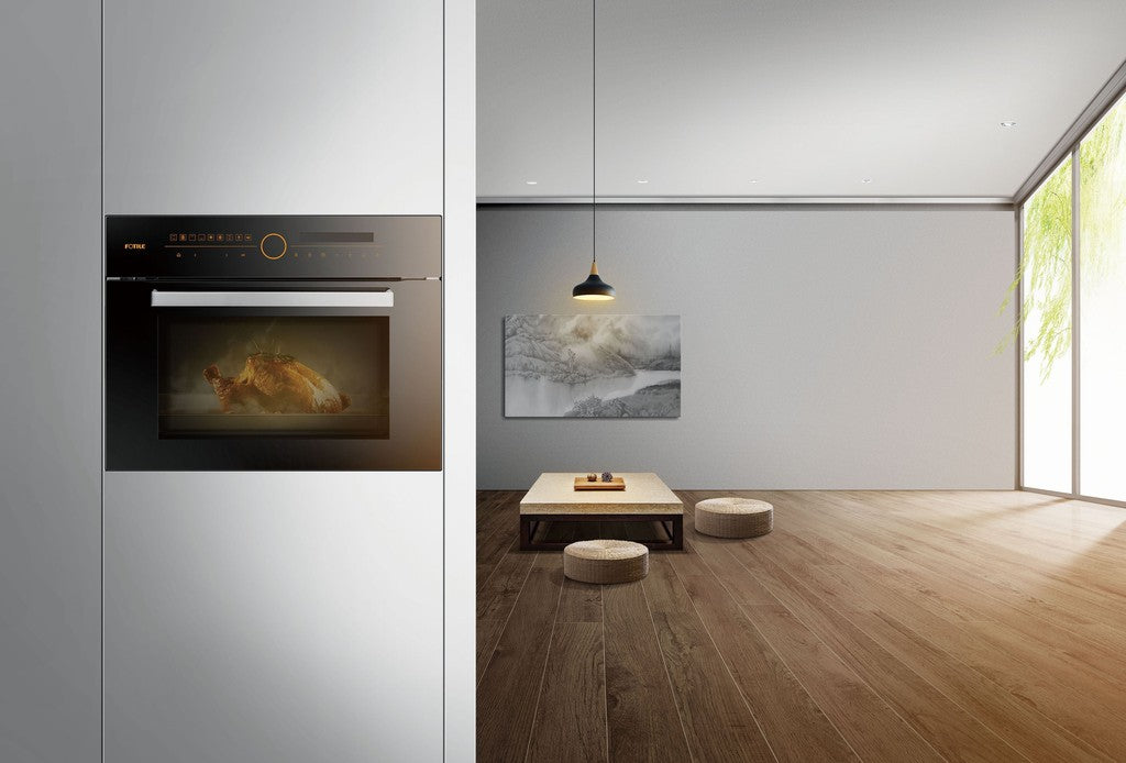 Fotile 24 Inch Built-In Steam Oven with Black Tempered Glass - SCD42 C2T Model | Perfect for Home Kitchens, Baking, Healthy Cooking & Gourmet Meal Preparation
