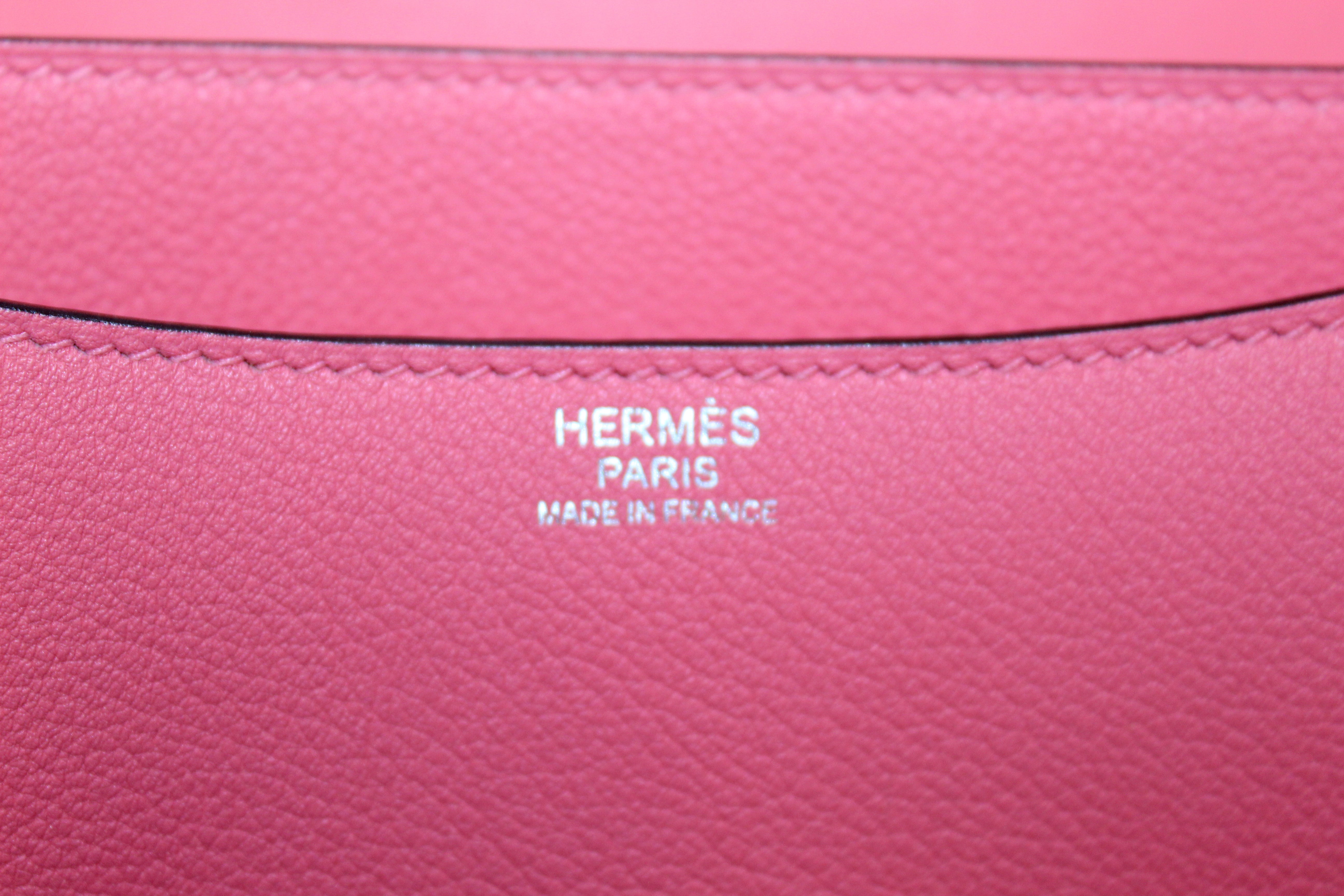Authentic Hermes Pink Rose Azalee Leather Constance 24 Shoulder Bag - Luxury Designer Handbag for Women, Perfect for Parties, Weddings & Special Occasions