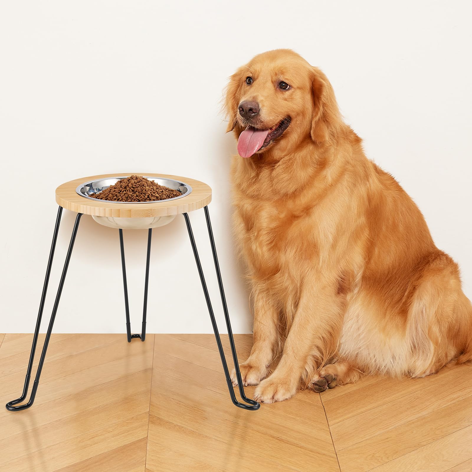 Yangbaga Elevated Dog Bowl Stand for Large Dogs - 16.3 Inch Height with 2L Stainless Steel Bowl (Holds 2.2LBs Food) - Perfect for Joint Health & Comfort During Mealtime