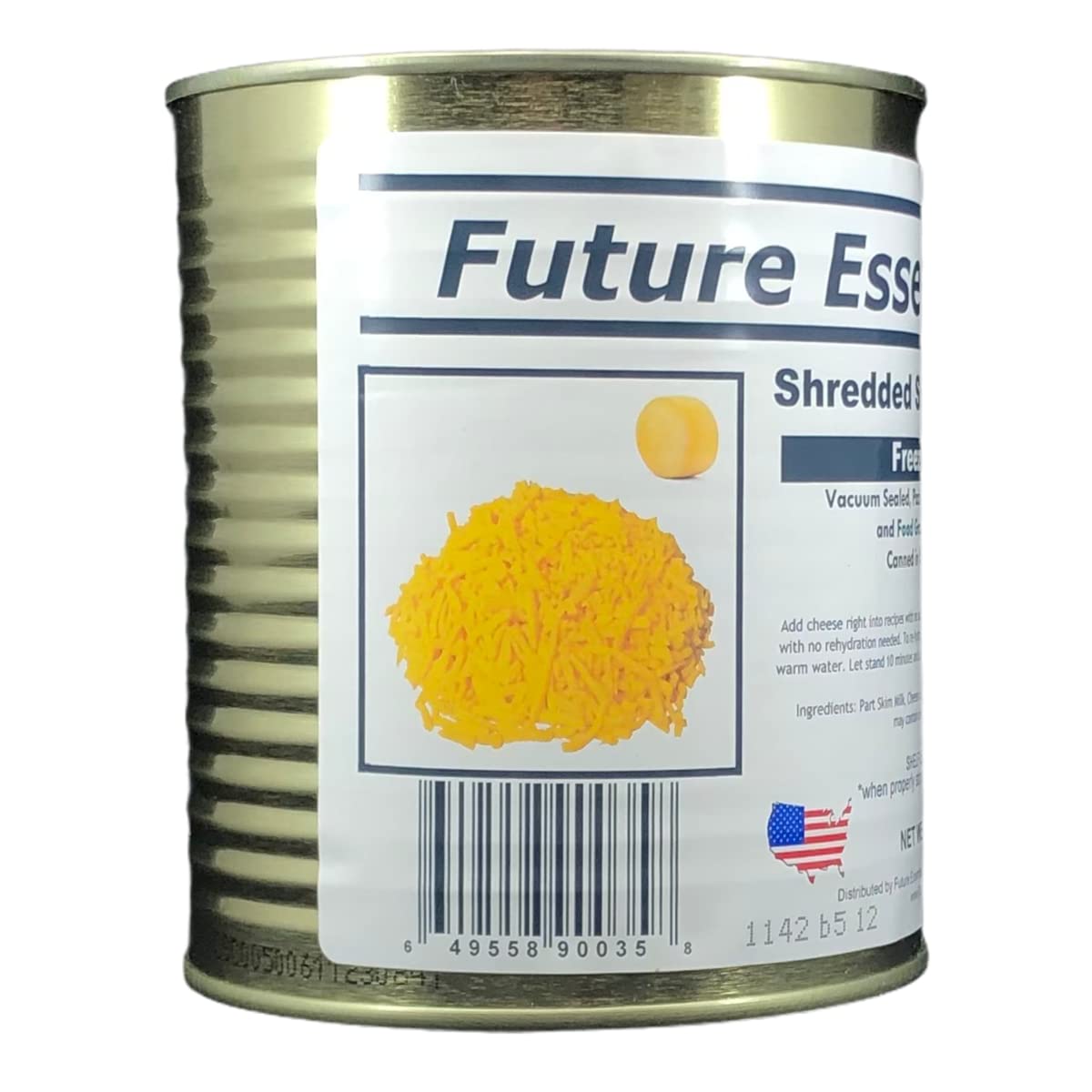 Freeze Dried Shredded Sharp Cheddar Cheese - 6 Cans | Long Shelf Life Emergency Food Supply | Ideal for Camping, Prepping & Cooking - Casseroles, Baked Potatoes, Tacos, Nachos, Soups & More