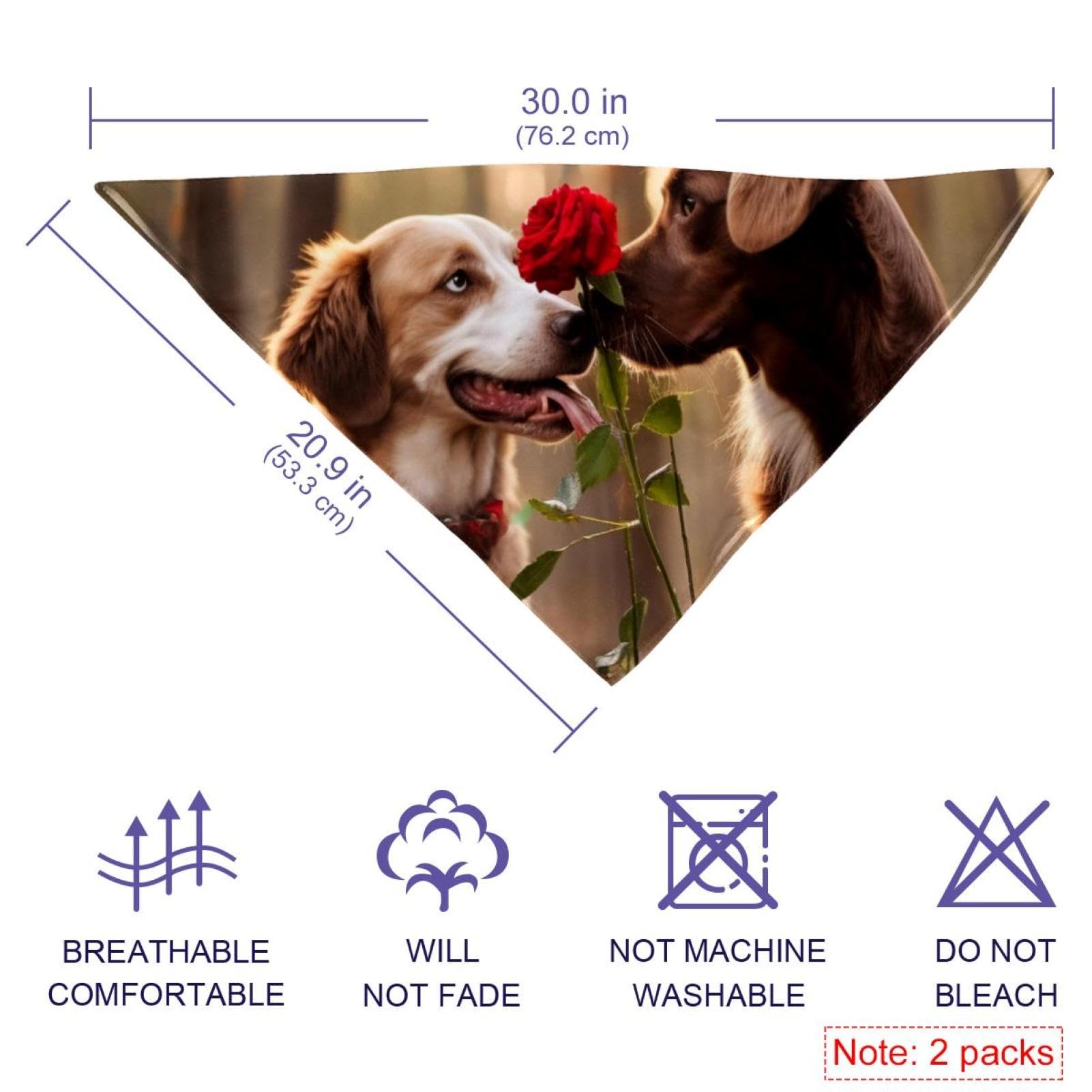 Stylish Dog Bandanas for Small, Medium & Large Pets - 2-Piece Floral Pet Scarf Set for Dogs & Cats | Perfect for Outdoor Adventures, Pet Photos & Special Occasions