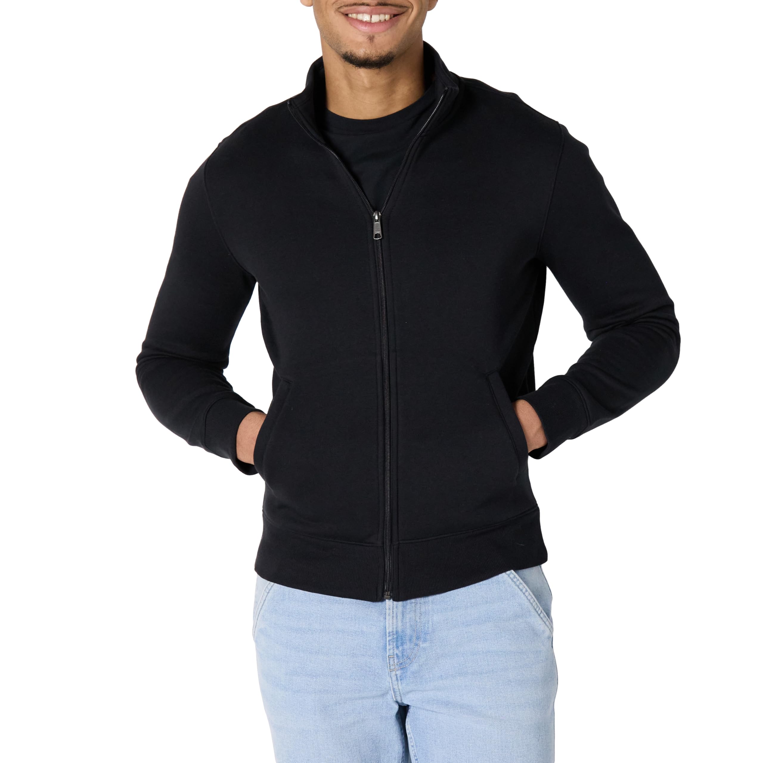 Amazon Essentials Men's Fleece Mock Neck Zip-Up Sweatshirt | Warm Winter Pullover for Casual Wear, Outdoor Activities & Layering