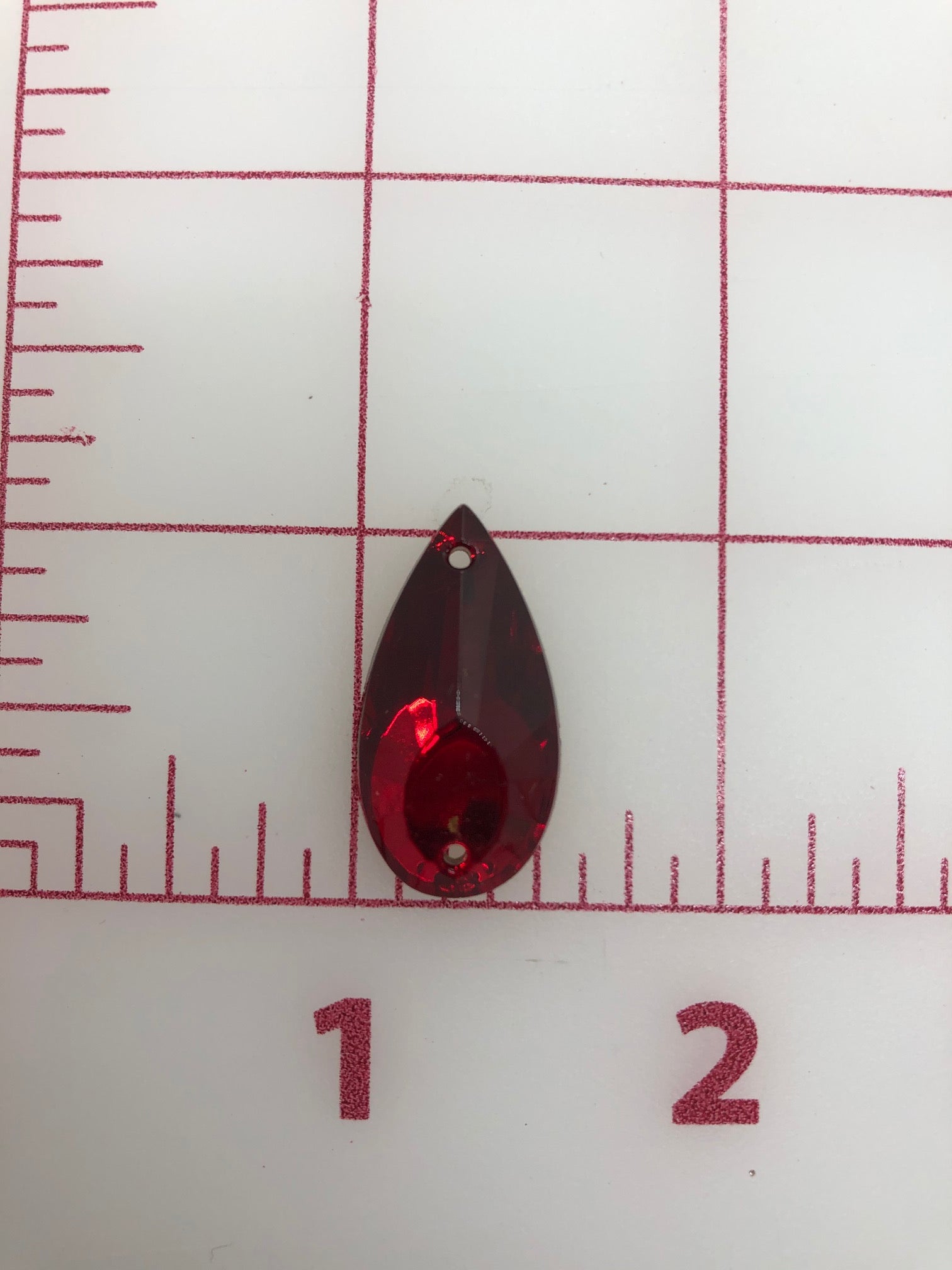 Czech Siam Ruby Pear-Shaped Rhinestones 27x14mm - 3-Pack for Sewing on Dresses, Costumes & DIY Crafts