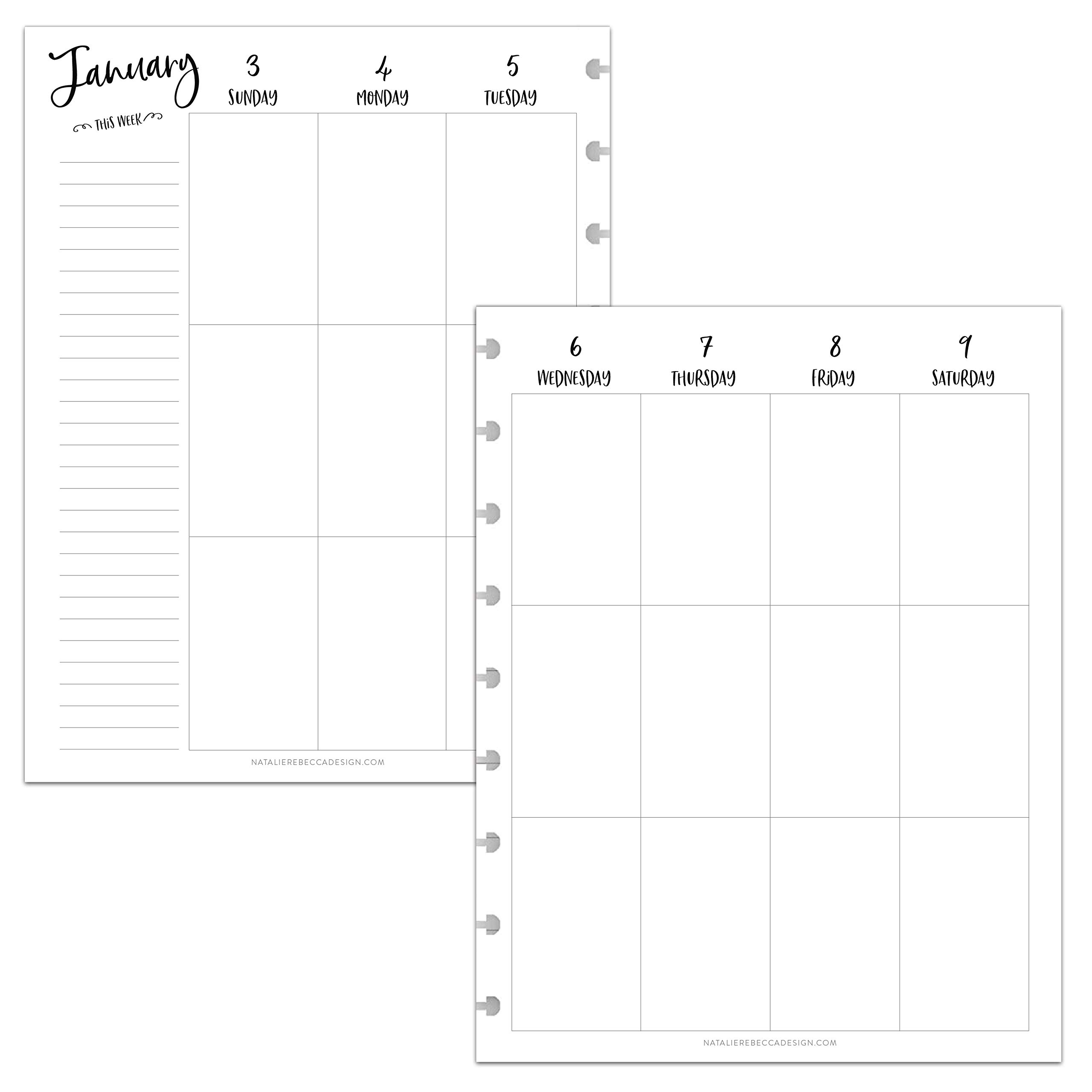 BetterNote 2025 Vertical Calendar Refill for Disc Notebooks - Fits Levenger Circa, Happy Planner, Staples Arc, TUL, InkWell Press, MAMBI, NOTIQ (Whimsy Design, 9-Disc, 7