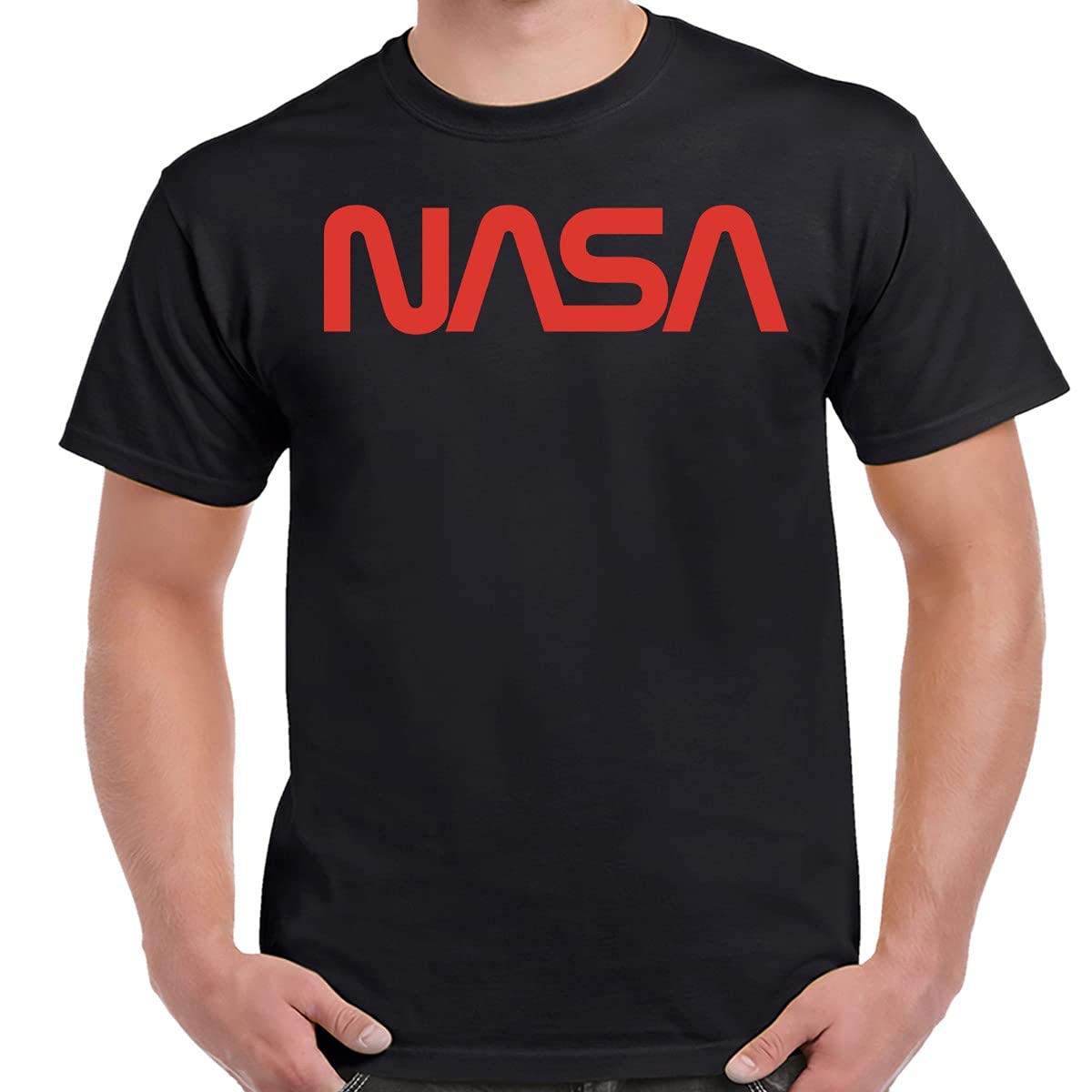 NASA Red Worm Logo T-Shirt - Vintage Space Graphic Tee for Men & Women - Casual Wear & Space Enthusiast Gift